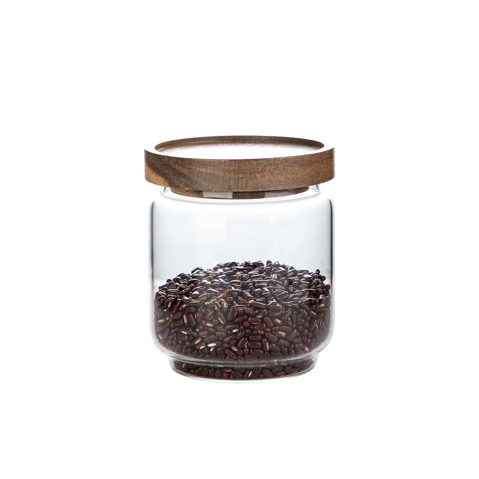 Homtop 15 OZ High Borosilicate Glass Storage Jars with Acacia Wood Lids - Airtight Food Containers for Coffee Beans, Sugar, Tea, Nuts - Perfect for Kitchen Pantry Organization & Coffee Bar Storage