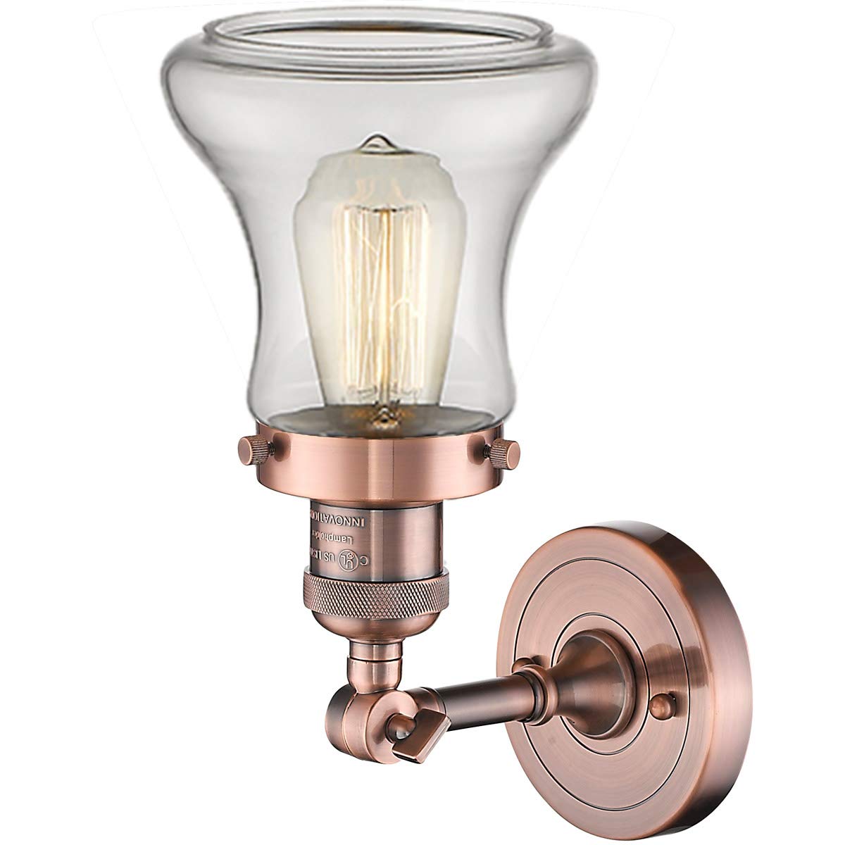 Innovations 201F-AC-G192-LED Semi-Flush Mount Ceiling Light Fixture - Antique Copper Finish, Energy Efficient LED Lighting for Bedroom, Living Room & Hallway