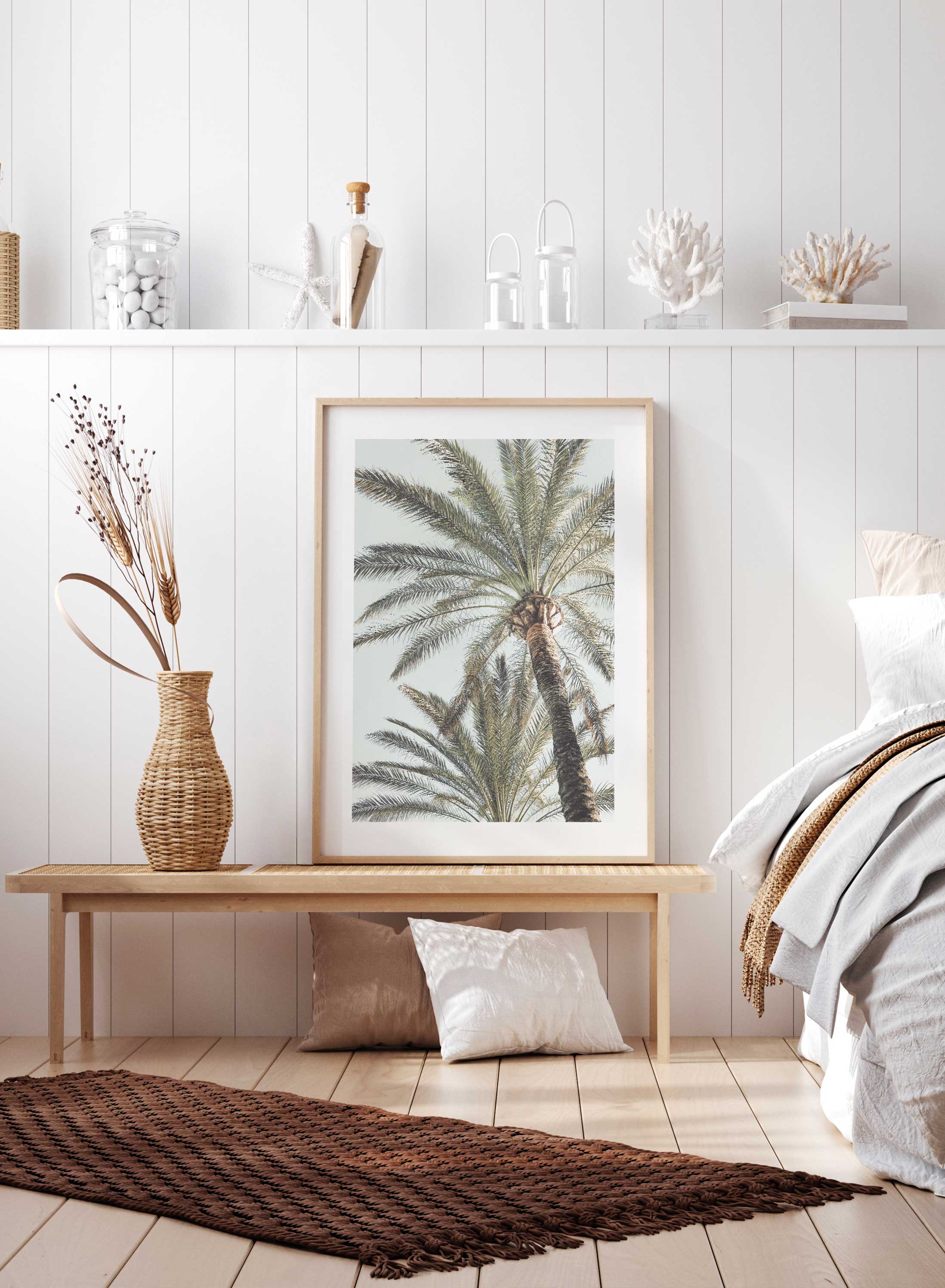 Below the Palms Poster - Tropical Beach Wall Art Decor for Home, Office & Gifts - Perfect for Coastal, Vacation & Boho Style Rooms