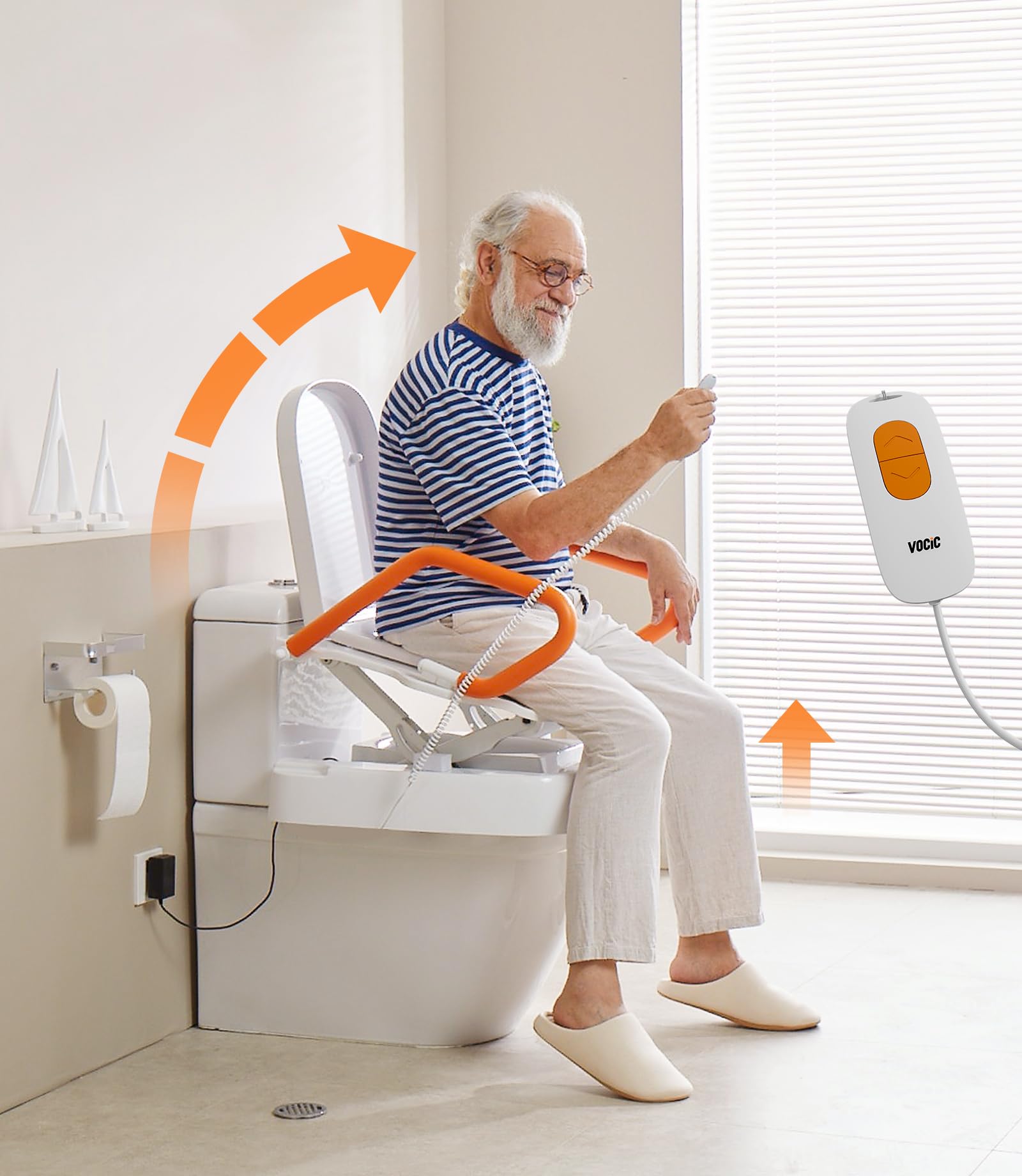 Electric Raised Toilet Seat with Handles - 330LBS Weight Capacity, Powered Toilet Seat Riser for Elderly & Disabled - AX12 Model - Ideal for Bathroom Safety and Mobility Assistance
