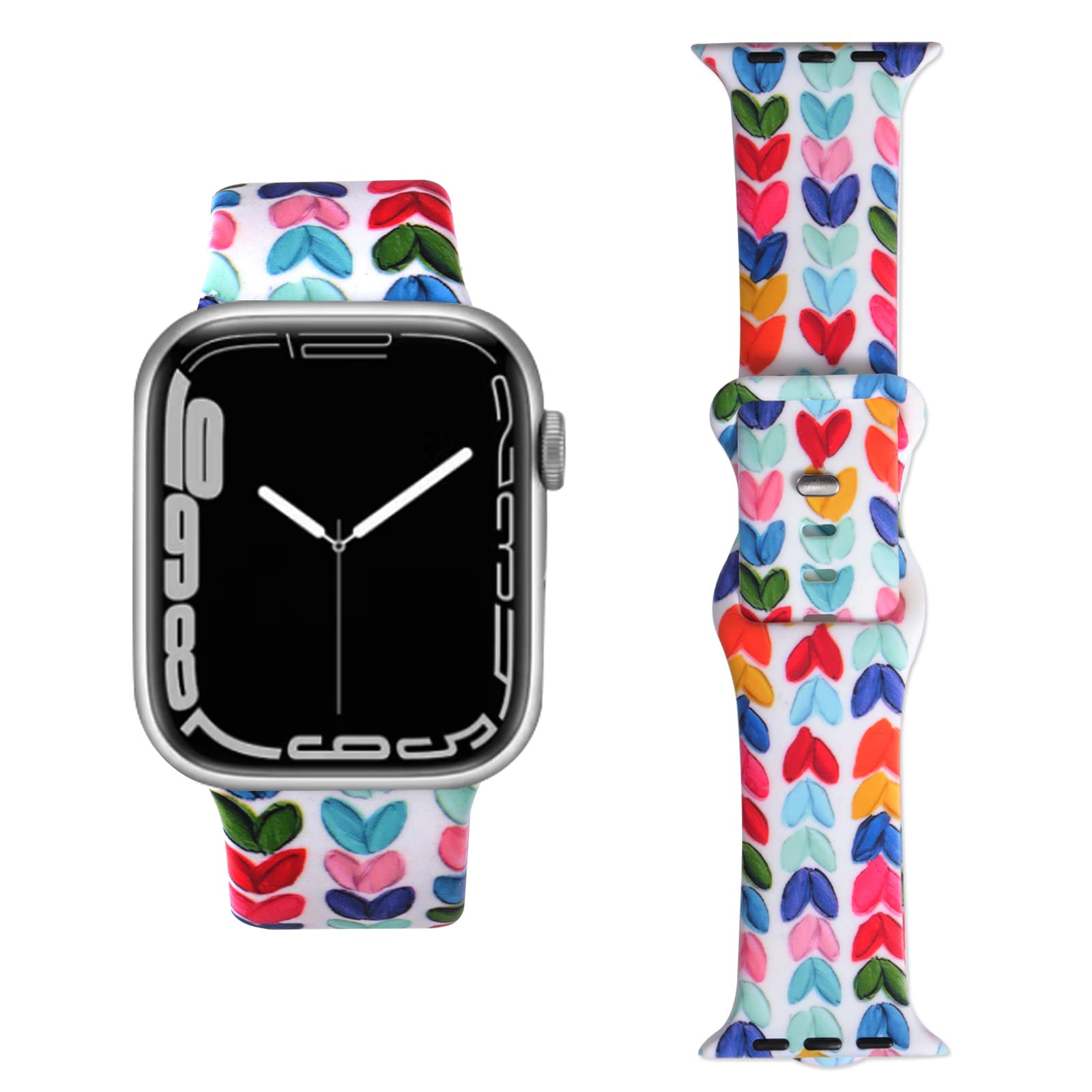 Daub Love Hearts Silicone Bands for Apple Watch - Soft, Cute & Comfortable Sport Wristband Compatible with iWatch Series 7/6/5/4/3/2/1/SE - Perfect for Women's Workouts, Running & Daily Wear