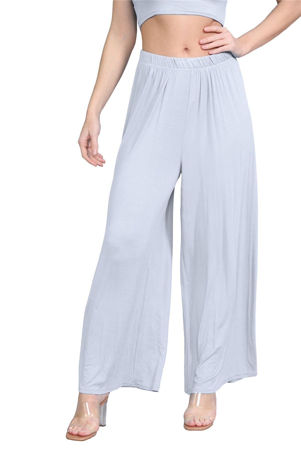 Janisramone® Women's Plain Wide Leg Palazzo Pants - High Waisted Elegant Trousers for Women | Casual & Office Wear | Perfect for Work, Travel & Special Occasions