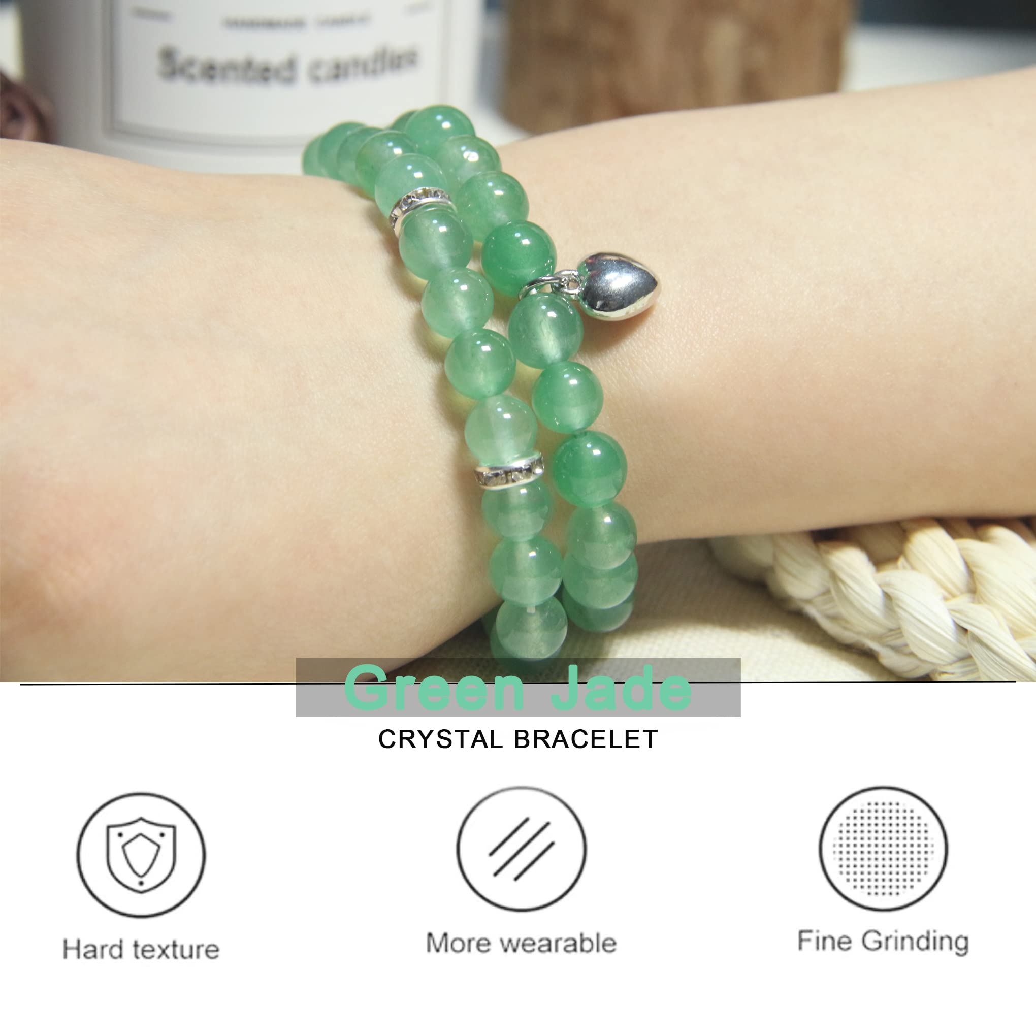 Healing Bracelets for Women - 8mm Green Aventurine Crystal Bracelet with Natural Stone Beads for Stress Relief, Yoga & Meditation | Spiritual Wellness Jewelry, Get Well Soon Gift for Her | Perfect for Daily Wear, Energy Healing & Positive Vibes