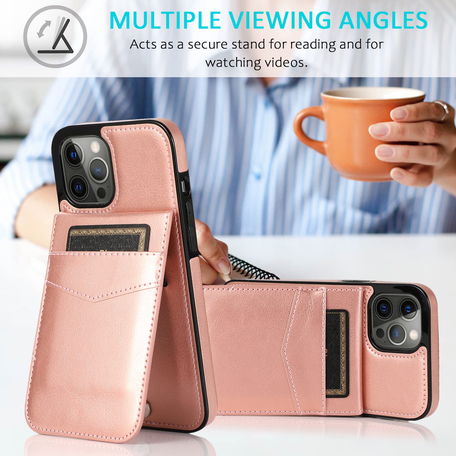Premium Leather Wallet Phone Case for iPhone 13 Pro 6.1