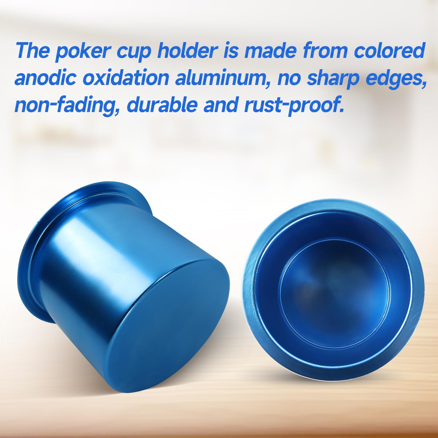 GSE Games & Sports Expert Jumbo Aluminum Cup Holder - 10 Pack Blue Drop-in Drink Holder for Casino Poker Tables, Office Desks, Boats, RVs, Cars & Trucks - Perfect for Parties, Tailgating & Outdoor Events