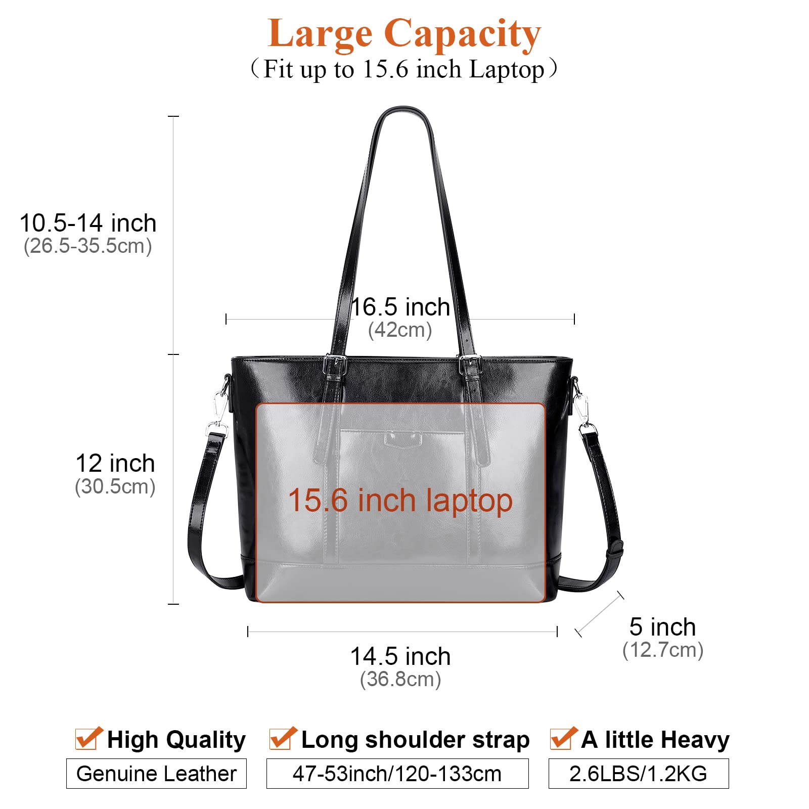 Premium Genuine Leather Tote Bag for Women - Large Work Shoulder Bag - Stylish & Durable Handbag for Office, Travel & Everyday Use