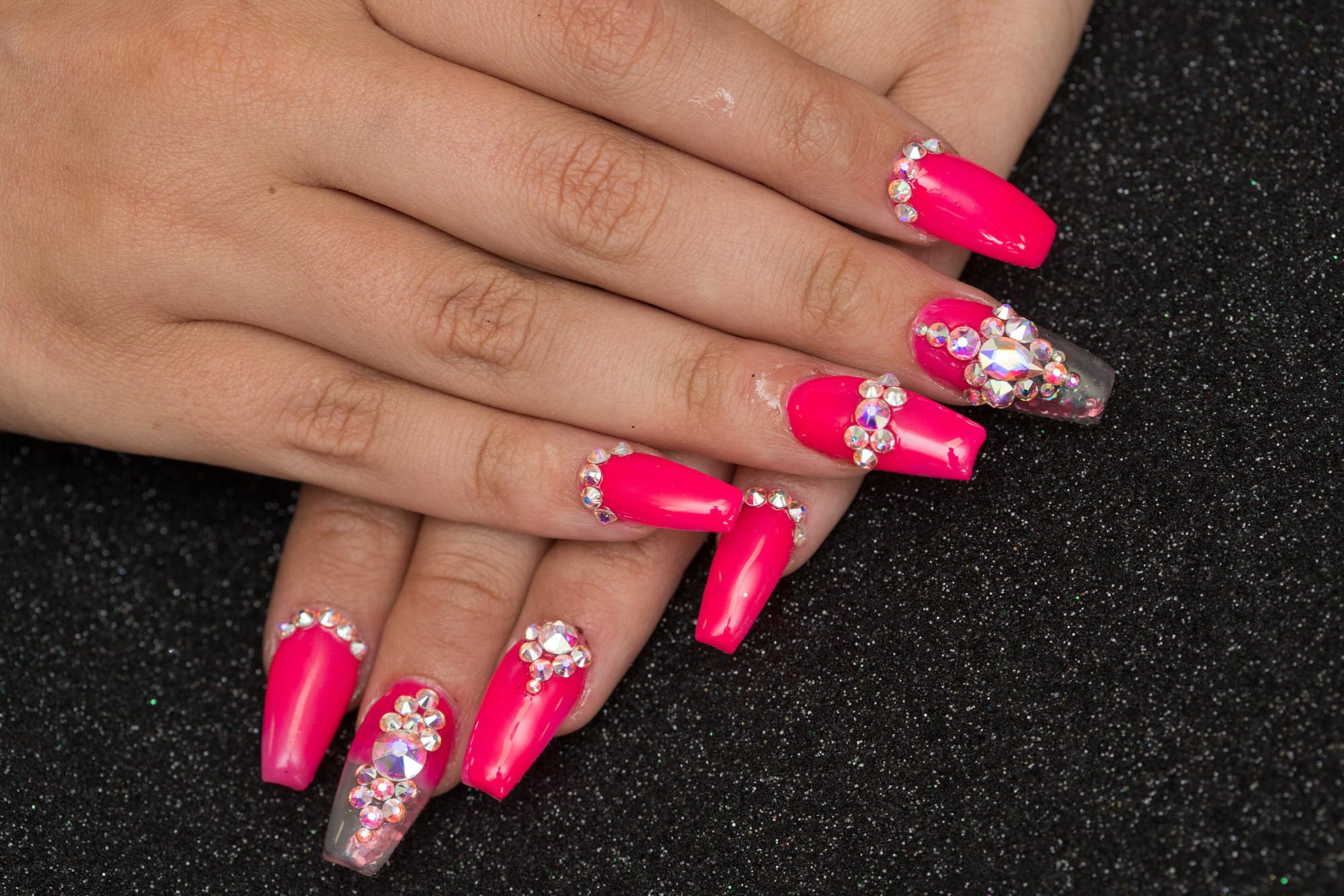 Clear Aquarium False Nail Tips with Orange Cork - Long-Lasting Press-On Nails for Manicures, Parties & Special Occasions