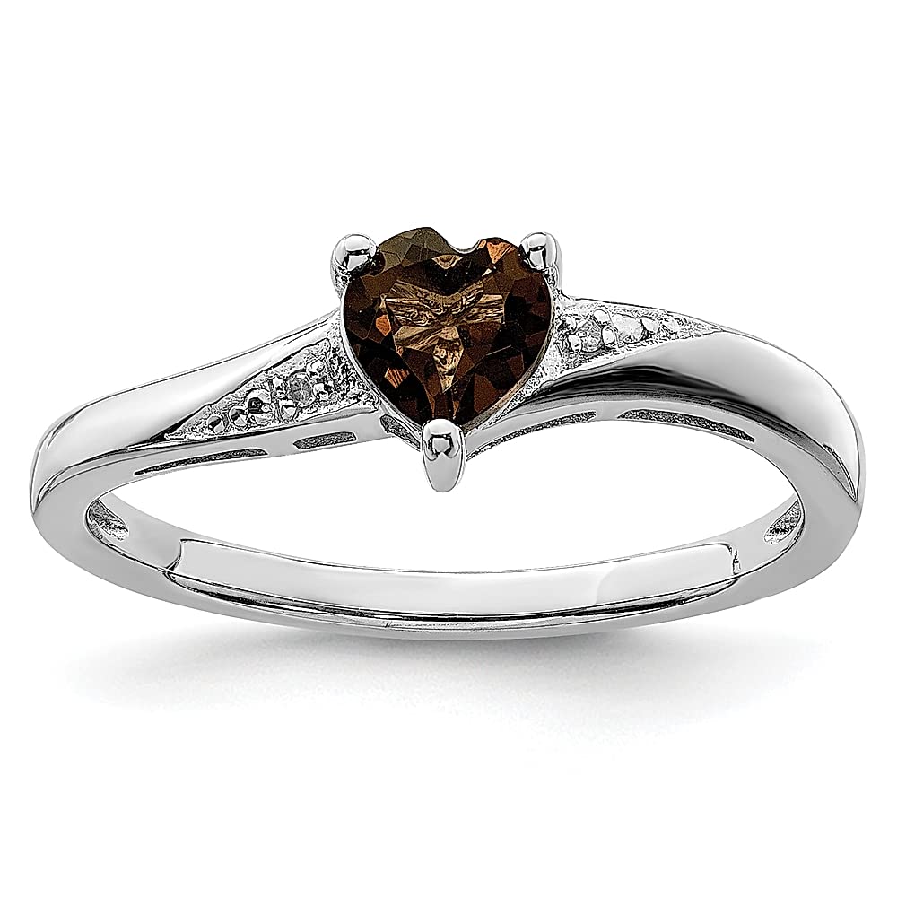 925 Sterling Silver Smoky Quartz Diamond Ring for Women - Elegant Love Gemstone Jewelry - Perfect Gift for Her - Anniversary, Engagement, Wedding & Special Occasions