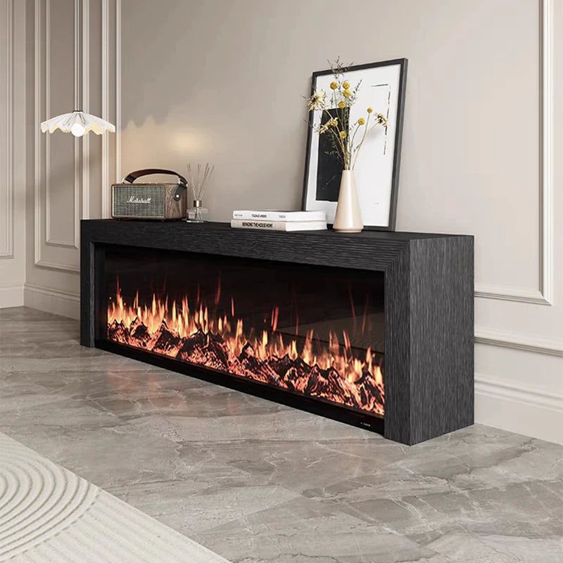 Black Oak Fireplace TV Stand with Realistic Simulated Flames - Rustic Entertainment Center for Living Room & Home Theater Setup