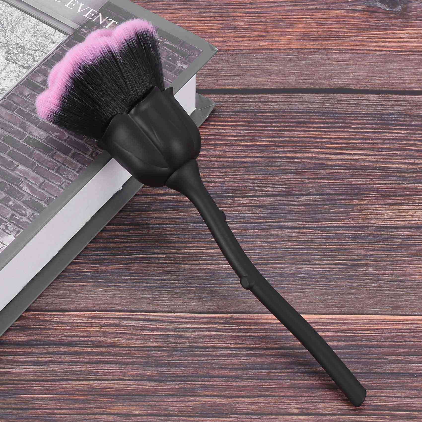 Guindxan 2X Nail Dust Brush - Professional Nail Art Cleaning Brush & Blush Brush Set (Pink & Black) for Manicure, Pedicure & Makeup Application