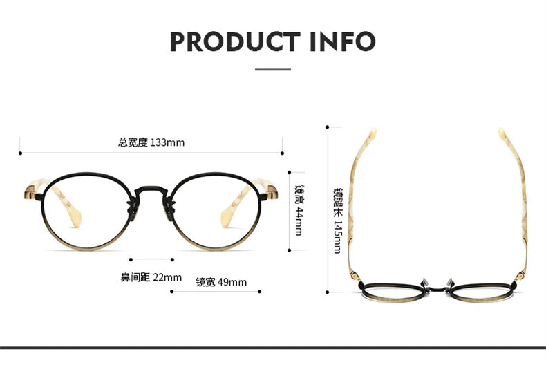 Black Mask Women's Full Rim Round Titanium Eyeglasses S808 - Lightweight & Durable Frame for Reading, Work, and Everyday Fashion