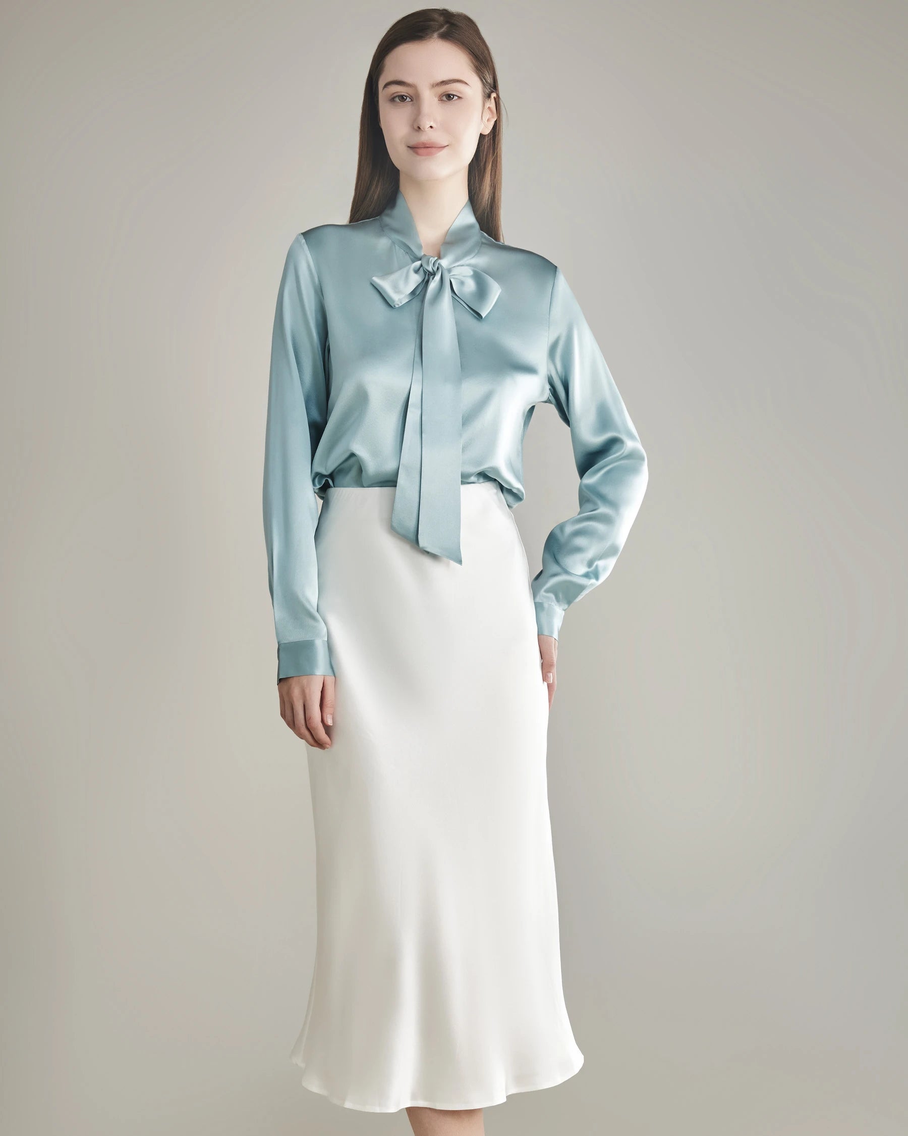Elegant Silk Bow Tie Blouse for Women - Fashionable & Comfortable Ladies Top for Office, Party & Special Occasions