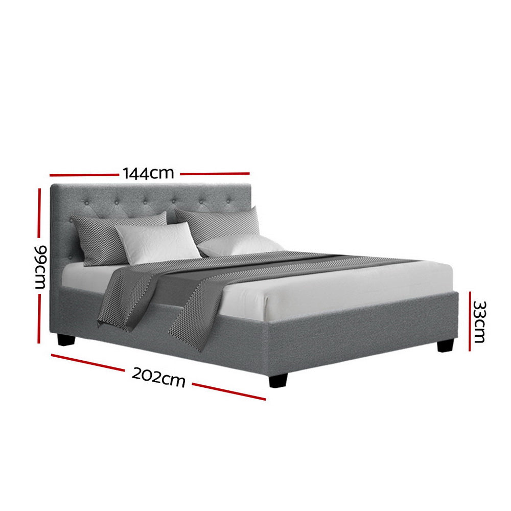 Dorilla Gas Lift Storage Double Bed Frame with Hydraulic Mechanism - Grey | Modern Platform Bed with Underbed Storage | Perfect for Small Spaces, Guest Rooms & Apartments