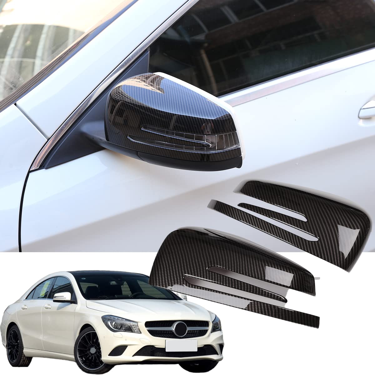Carbon Fiber Side Mirror Covers for Mercedes Benz A/CLA/GLA/GLK Class W176 W117 X156 X204 (2014-2017) - Upgrade Your Luxury Car's Exterior Style for Street & Show Use