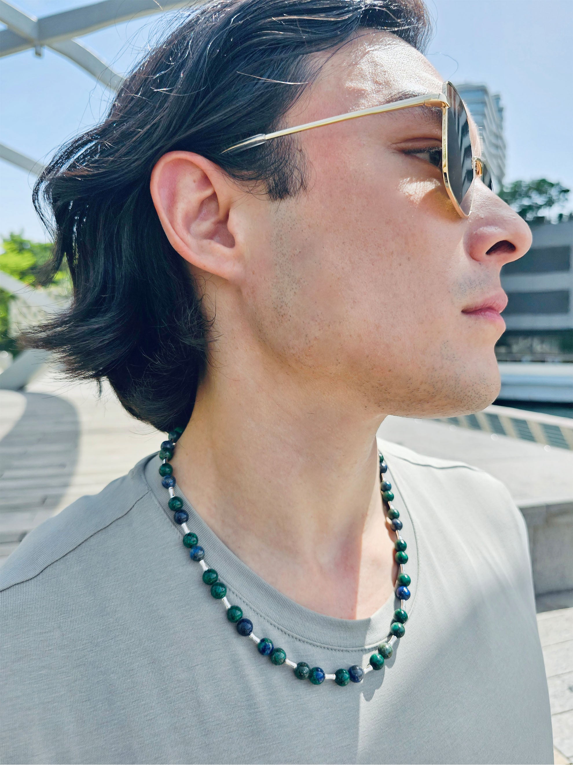 Phoenix Malachite Sterling Silver Men's Necklace - Handmade Jewelry for Gifts, Fashion & Spiritual Protection | MEN25