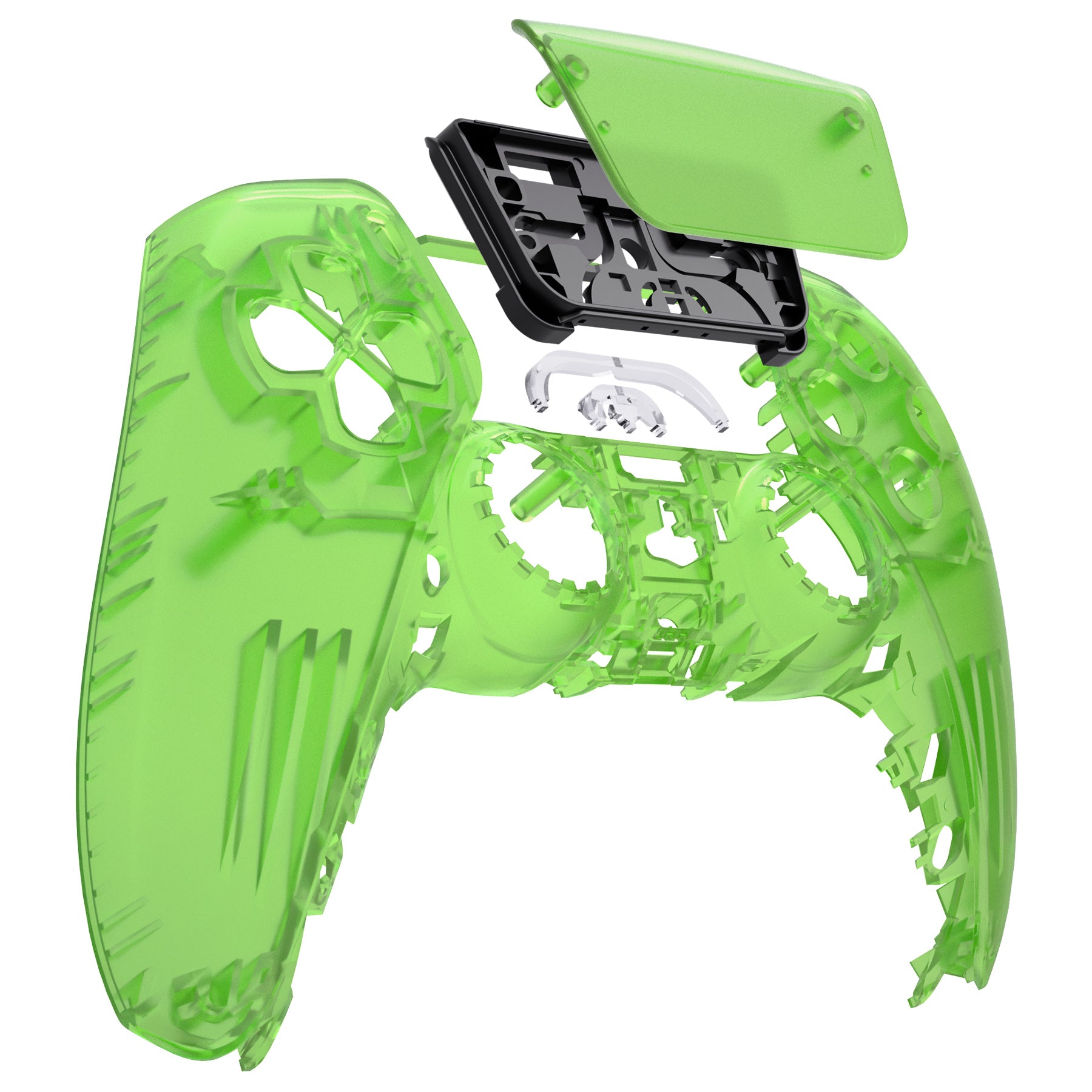 eXtremeRate Clear Green Replacement Front Housing Shell with Touchpad for PS5 Controller BDM-010/020/030/040/050 - DIY Customization & Gaming Enhancement Accessory