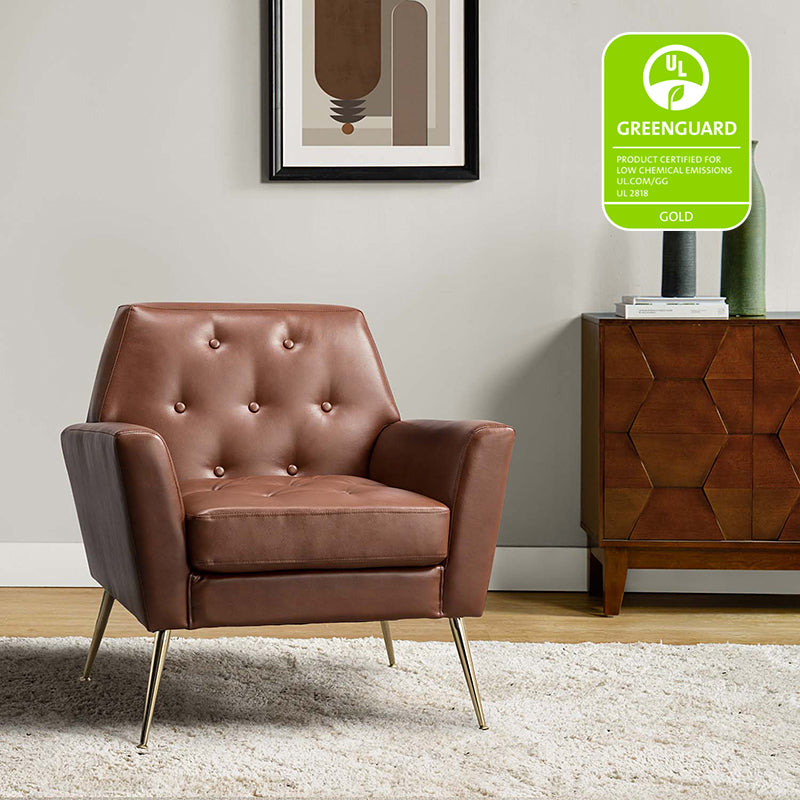 Raelynn Vegan Leather Armchair - Modern PU Leather Lounge Chair for Living Room, Office & Bedroom - Eco-Friendly Faux Leather Accent Chair for Home Decor