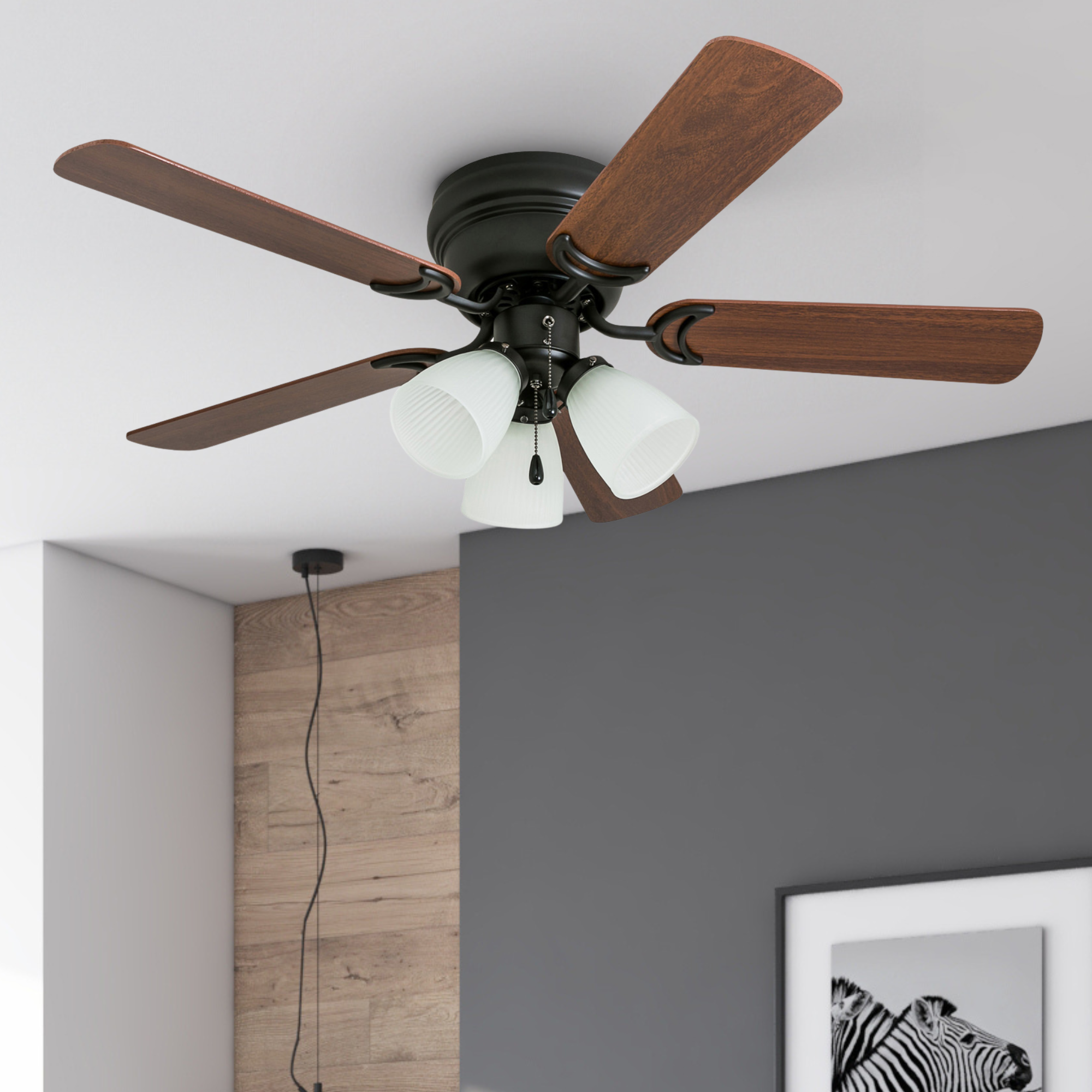 42 Inch Whitley Bronze Ceiling Fan with Pull Chain - Energy Efficient Indoor Cooling for Living Room, Bedroom & Office