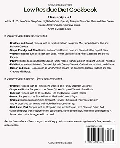 Low Residue Diet Cookbook: 130+ Low-Fiber, Dairy-Free, Nightshade-Free Recipes for Diverticulitis, IBD & Digestive Health – Stove, Oven & Slow Cooker Meals for Easy Digestion & Comfort