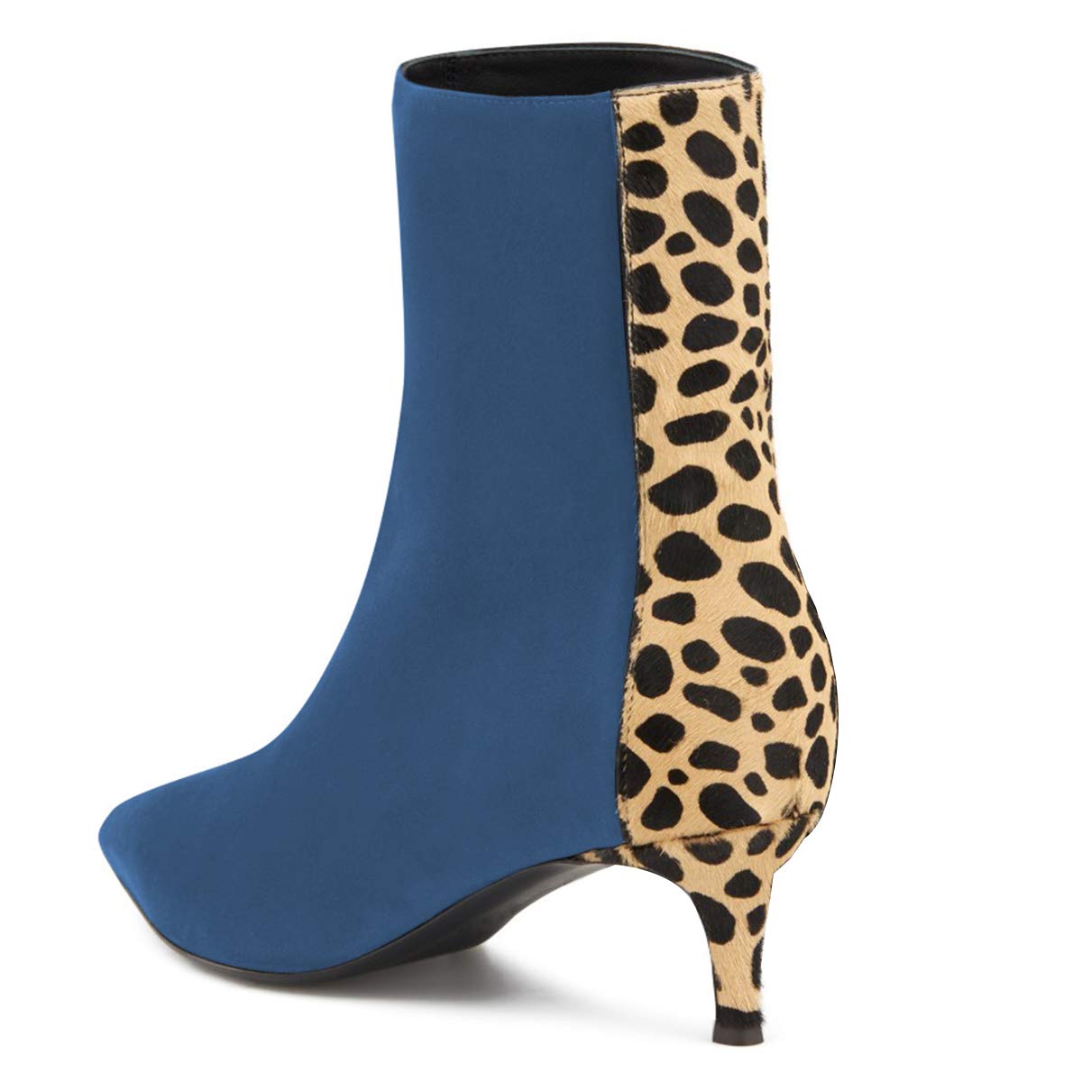 FSJ Women's Fashion Low Heel Ankle Boots - Pointed Toe Leopard Print Booties with Side Zipper, Comfortable Kitten Heel Party Shoes for Women US Size 4-15 | Perfect for Night Out, Club, Date and Casual Wear