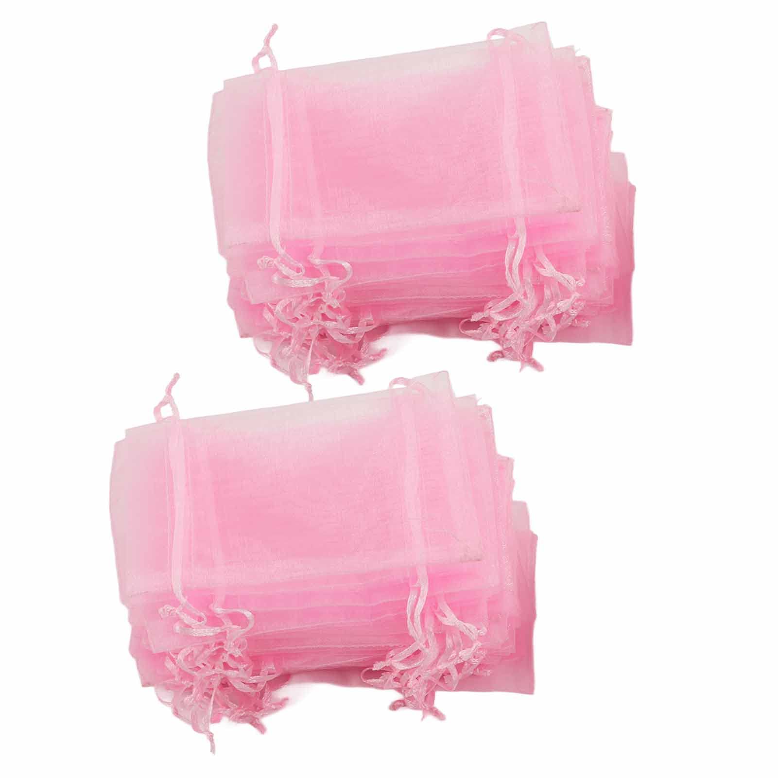 100pcs 4x6 Inch Pink Organza Drawstring Bags - Small Mesh Jewelry Pouches for Candy, Gifts, Wedding Favors, Party Decorations & DIY Crafts - Perfect for Bridal Showers, Baby Showers and Birthday Celebrations