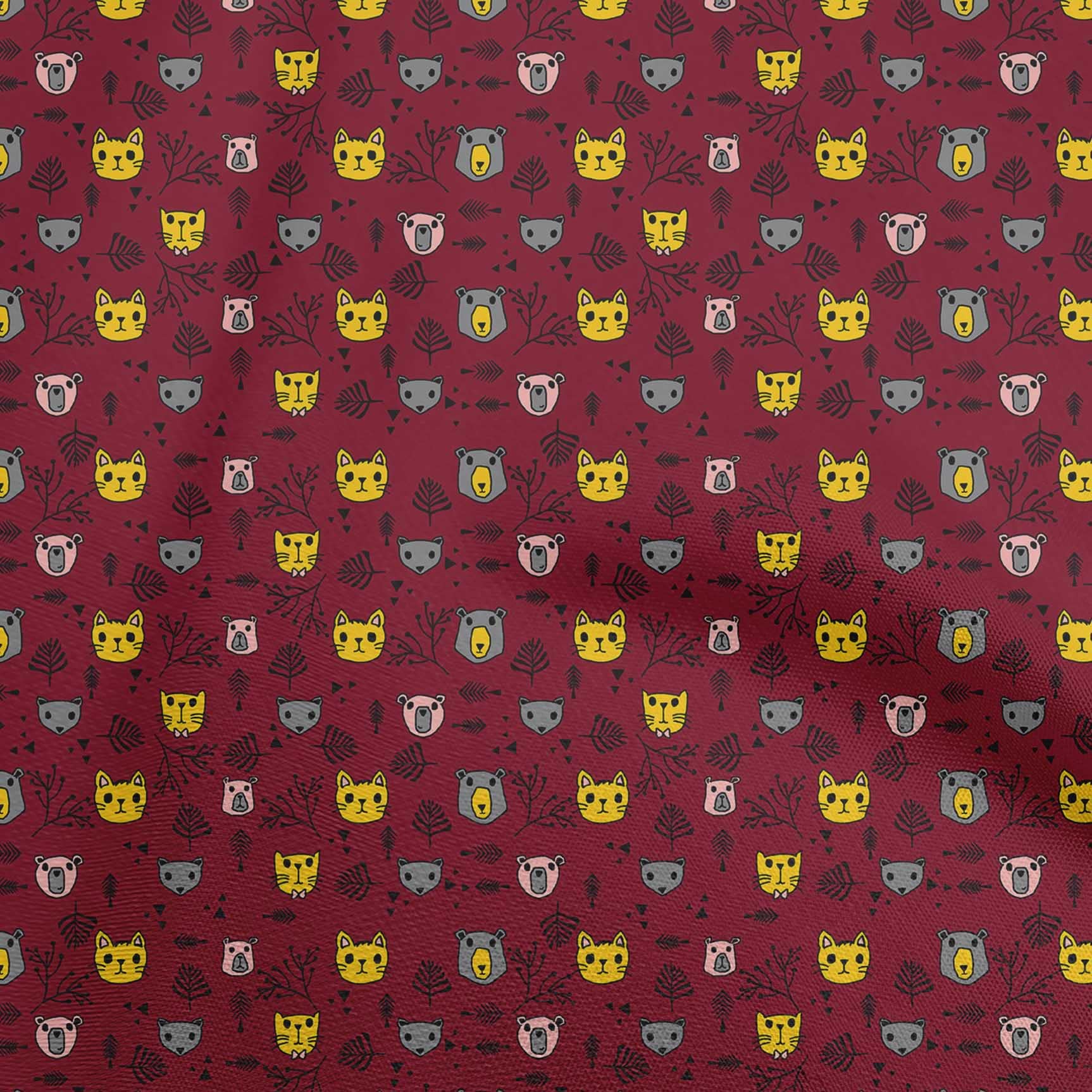oneOone Silk Tabby Maroon Fabric - 42 Inch Wide Printed Animal Pattern DIY Sewing Material for Kids Clothing & Crafts | Perfect for Costumes, Quilting, and Home Decor Projects