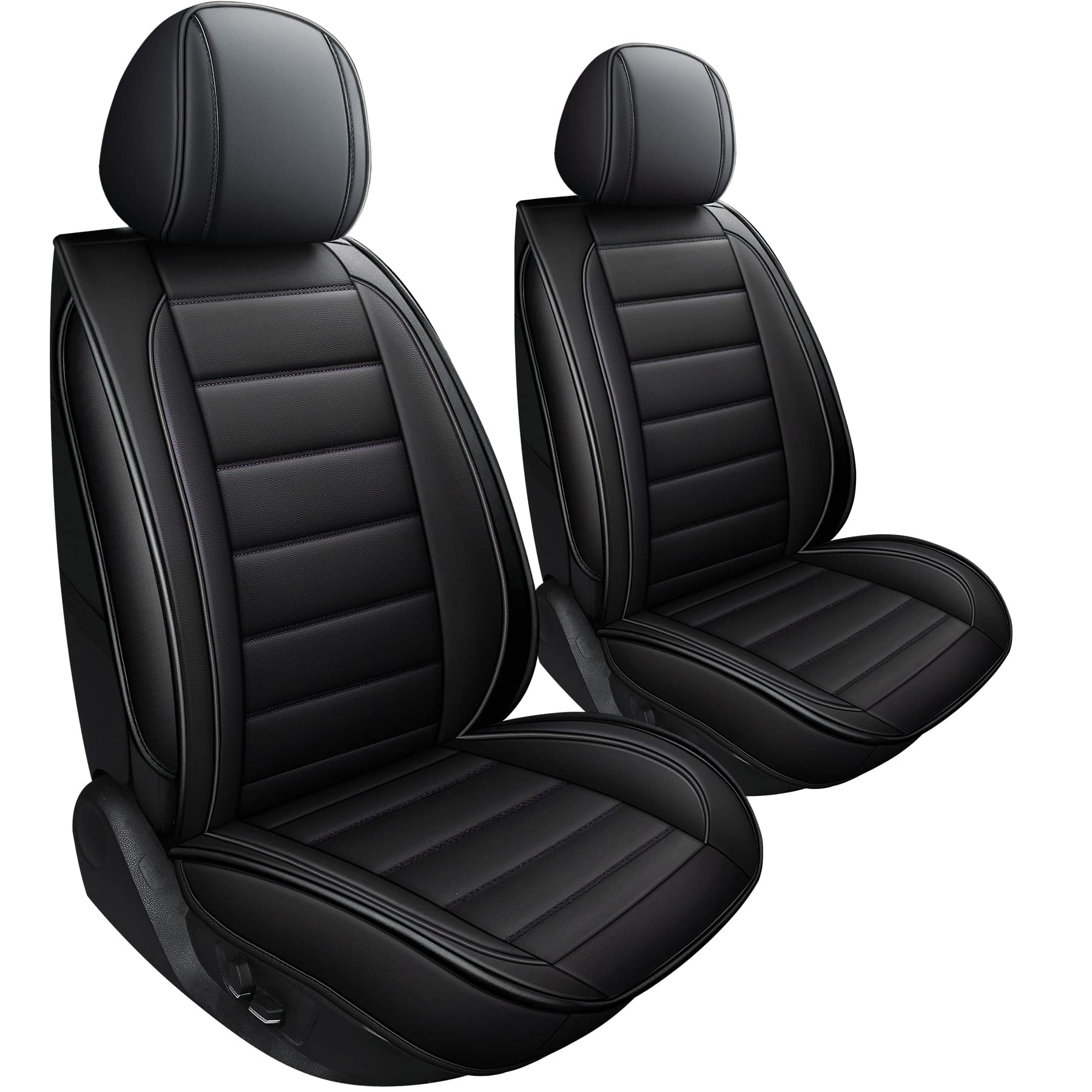 Premium Waterproof Faux Leather Car Seat Covers - Universal Fit for Cars, SUVs & Trucks (2 Front Black) | Durable Auto Interior Accessories for Comfort & Style | Perfect for Daily Commute, Road Trips & Family Travel