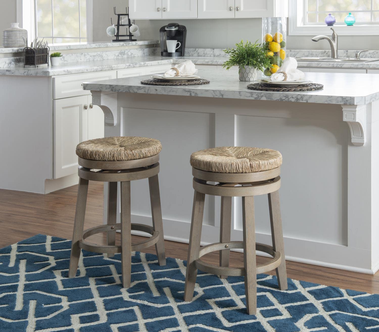 Powell Furniture Maya Swivel Counter Stool - Natural Wood Bar Stool with 360° Rotation for Kitchen Island, Breakfast Nook & Home Bar - Comfortable & Stylish Seating Solution