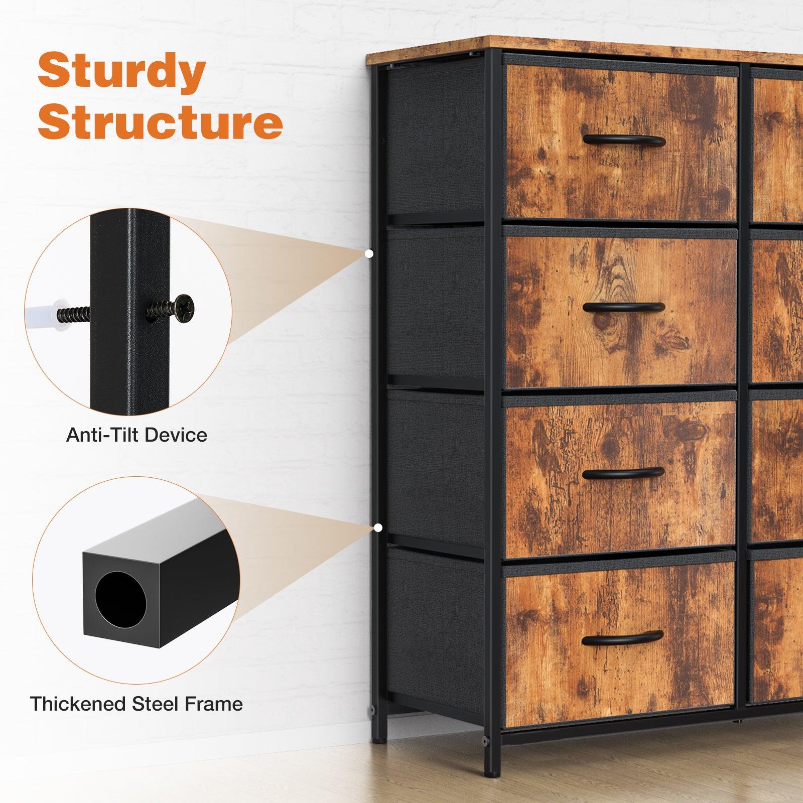 8-Drawer Tall Dresser for Bedroom - Wood Top & Sturdy Steel Frame Chest of Drawers - Perfect for Closet Organization & Bedroom Storage