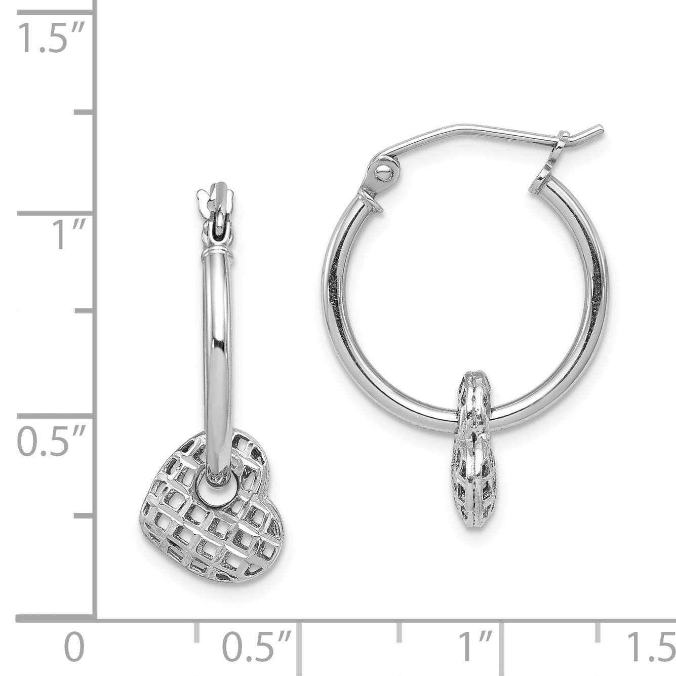 Sterling Silver Rhodium Plated Adjustable Heart Hoop Earrings for Women - Elegant Dangle Earrings for Valentine's Day, Anniversary, Wedding & Everyday Wear