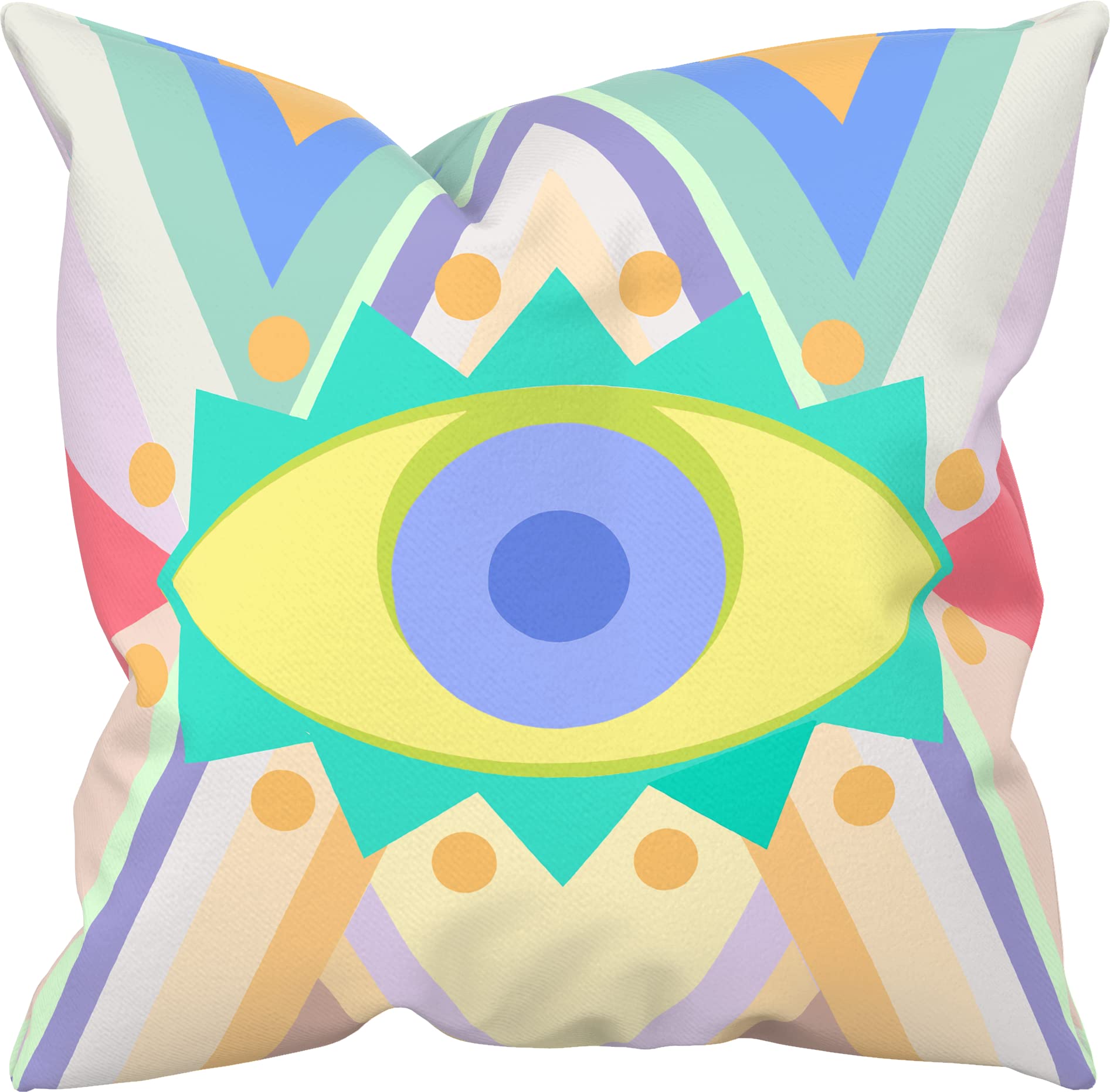 Boho Pillow Cover - Daphne & Sugar Decorative Throw Pillow Case with Turkish Evil Eye Design, Modern Farmhouse & Bohemian Home Decor for Living Room, Bedroom, or Nursery
