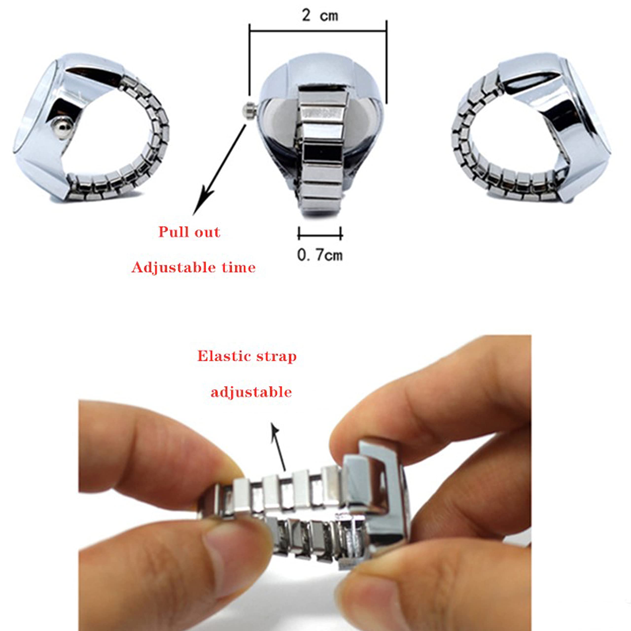Stylish Silver Stretchable Frill Watch Design Rings for Women & Girls - Perfect Gift for Sister, Best Friend & Loved Ones (3 Month Warranty) - Ideal for Parties, Date Nights & Everyday Fashion Accessories