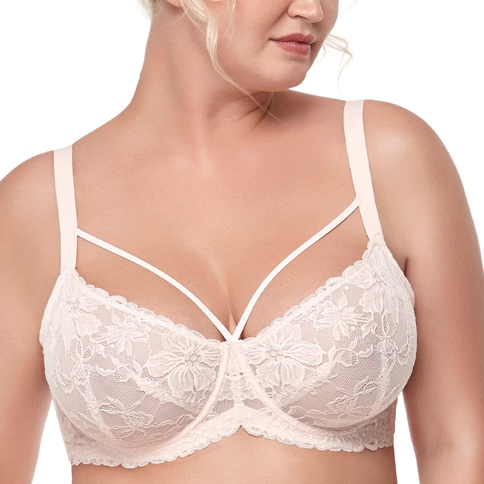 HSIA Women's Minimizer Bra - Unlined, Non-Padded Lace Underwire Bra for Plus Size & Full Figure - Comfortable Everyday Wear - Perfect for Work, Date Night & Special Occasions