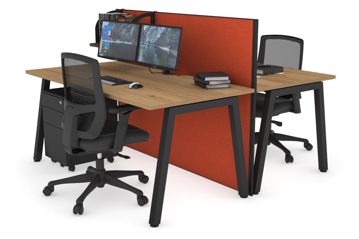 Horizon Quadro 2-Person Office Workstation Bench with A-Legs - 1400mm x 800mm Dimensions, Cable Management Scallop - Perfect for Collaborative Workspaces & Shared Office Desks
