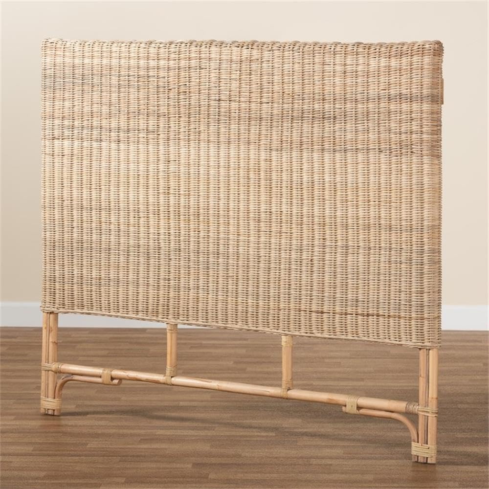 Baxton Studio Cantara Modern Bohemian Natural Rattan Queen Size Standalone Headboard - Stylish Bedroom Decor for Boho Chic & Coastal Home Interiors
