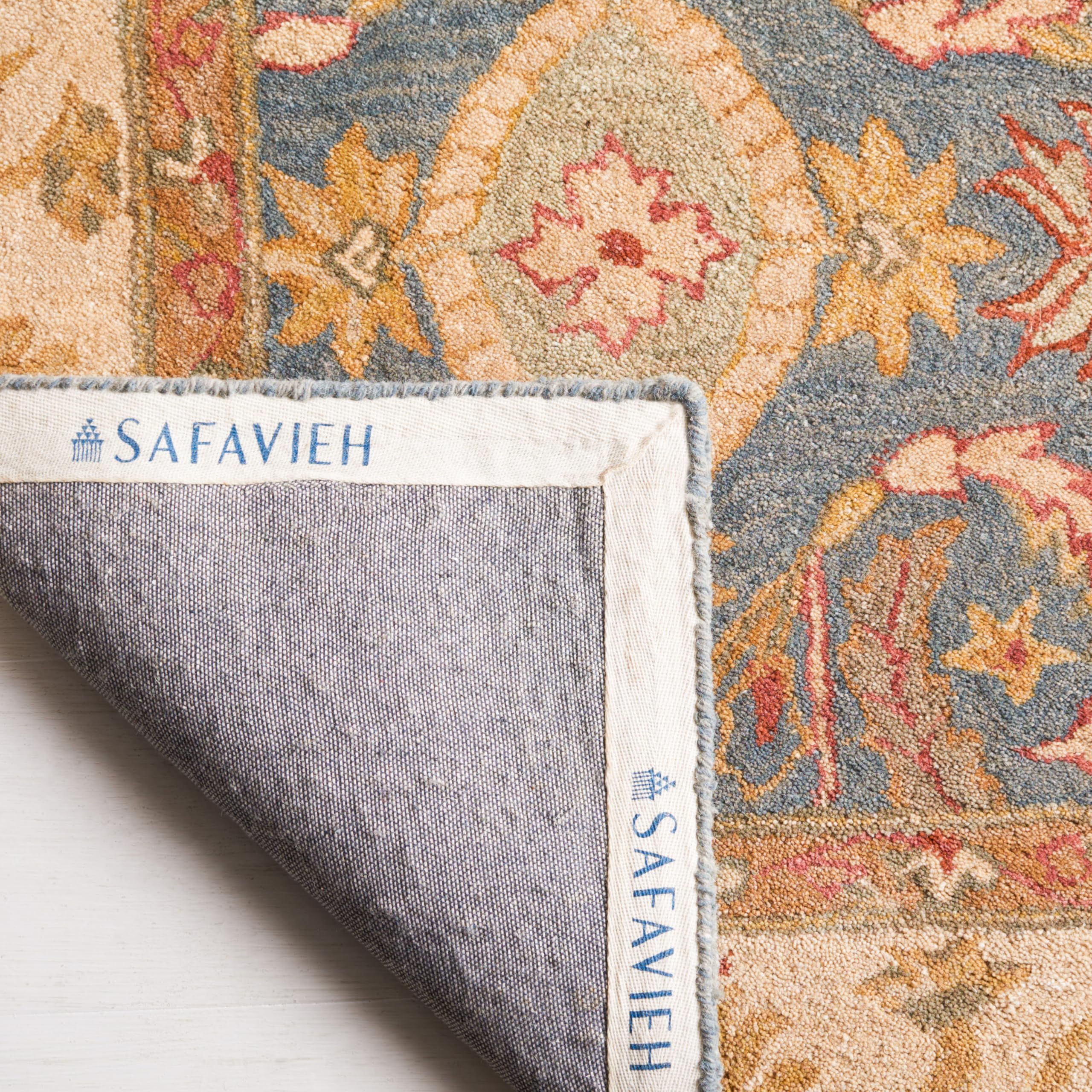 SAFAVIEH Anatolia Collection Handmade Traditional Oriental Wool Area Rug - 5' x 8', Light Blue & Ivory, Non-Slip & Durable for High Traffic Areas - Perfect for Living Room, Bedroom, Office & Dining Room Decor (AN544D)