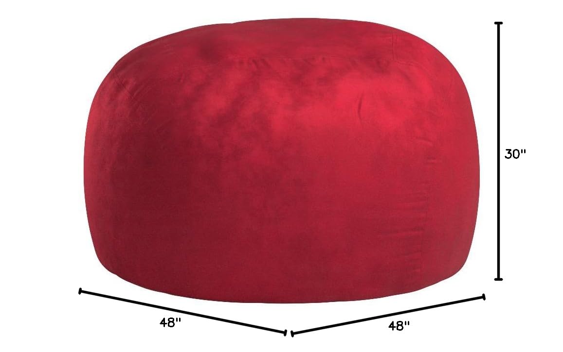 Chill Sack 4' Giant Memory Foam Bean Bag Chair - Extra Large Sofa with Soft Microfiber Cover in Cinnabar Red | Perfect for Living Room, Game Room & Dorm Lounge