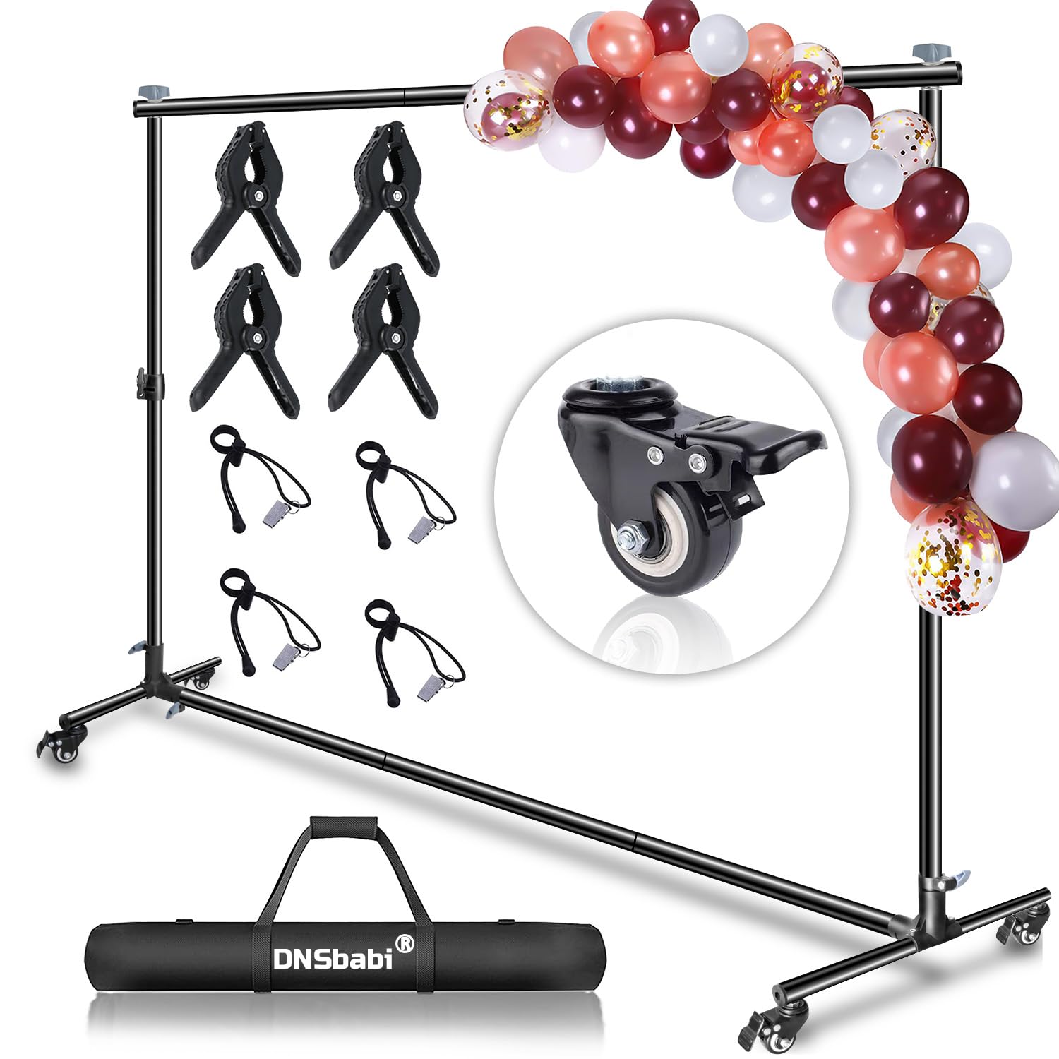 Heavy Duty Backdrop Stand with Wheels - 10x7ft Adjustable Photo Background Stand for Photography, Studio, Parties, Birthdays | Portable & Sturdy for Indoor & Outdoor Events