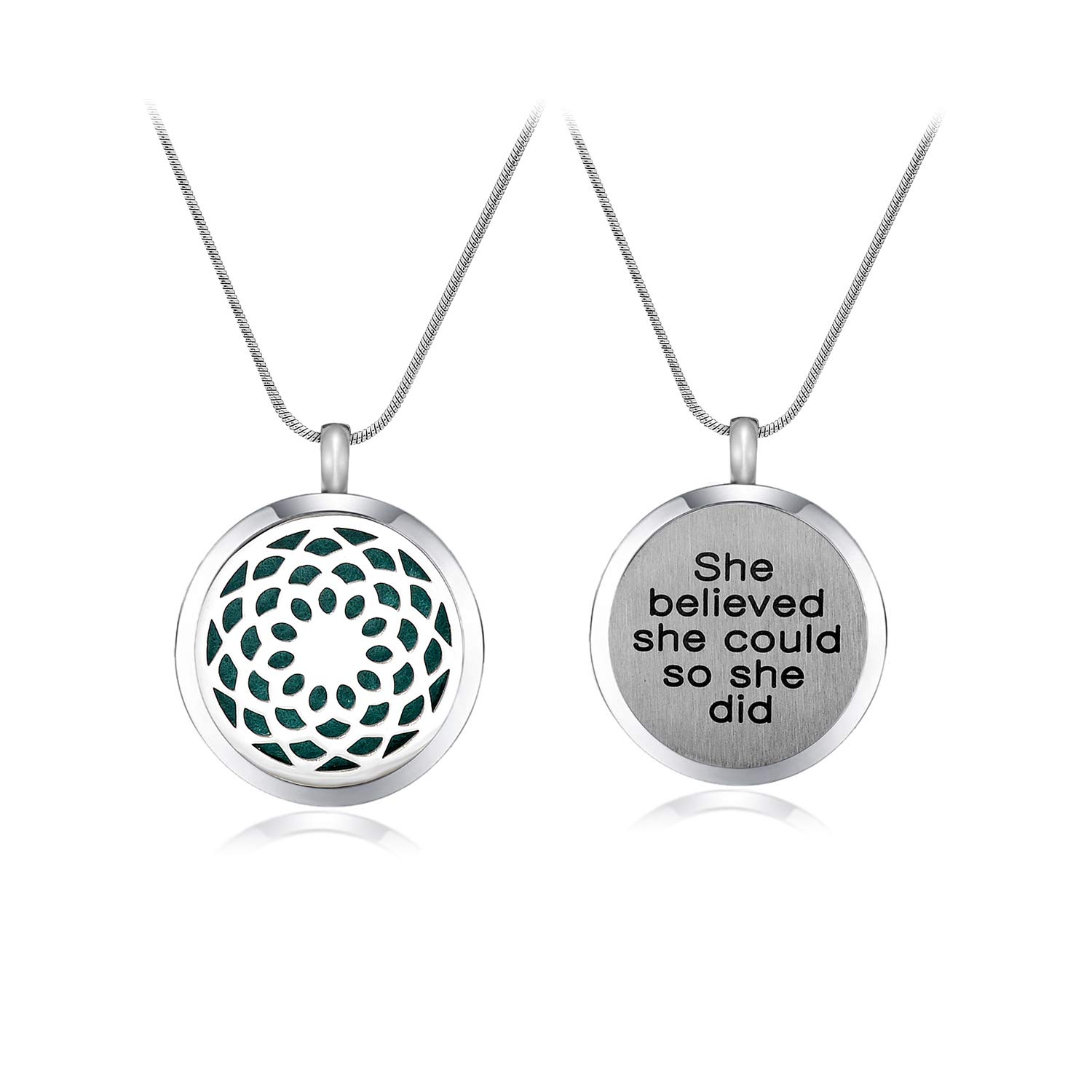 AZNECK Sunflower Essential Oil Diffuser Necklace for Women - Aromatherapy Pendant Locket Jewelry with Inspirational 