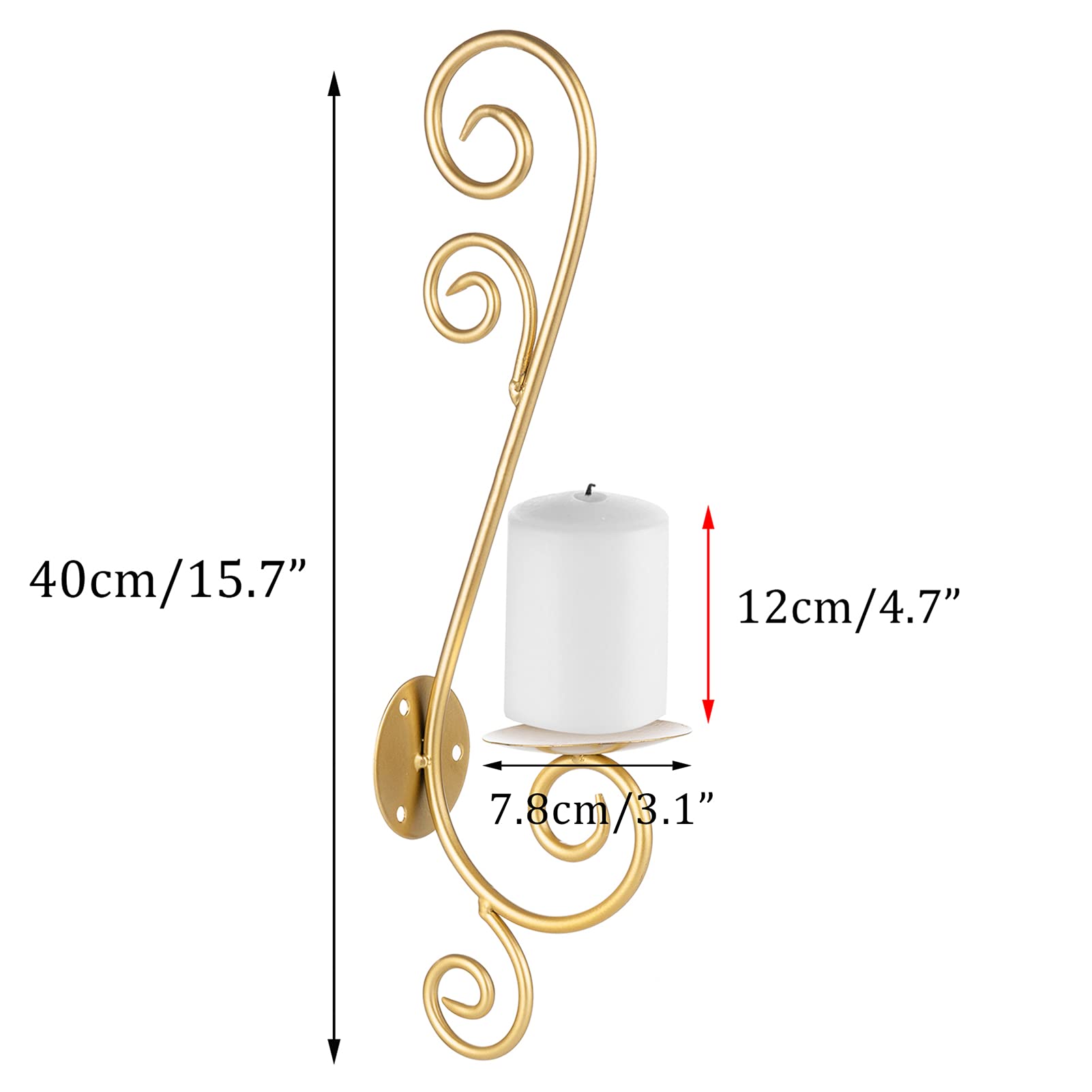 Sziqiqi Decorative Wall Candle Holders - Set of 2 Rustic Wall-Mounted Pillar Candle Sconces for Living Room, Bedroom, Bathroom, Farmhouse, Wedding Decor - Perfect for Romantic Ambiance, Dinner Parties & Spa Relaxation