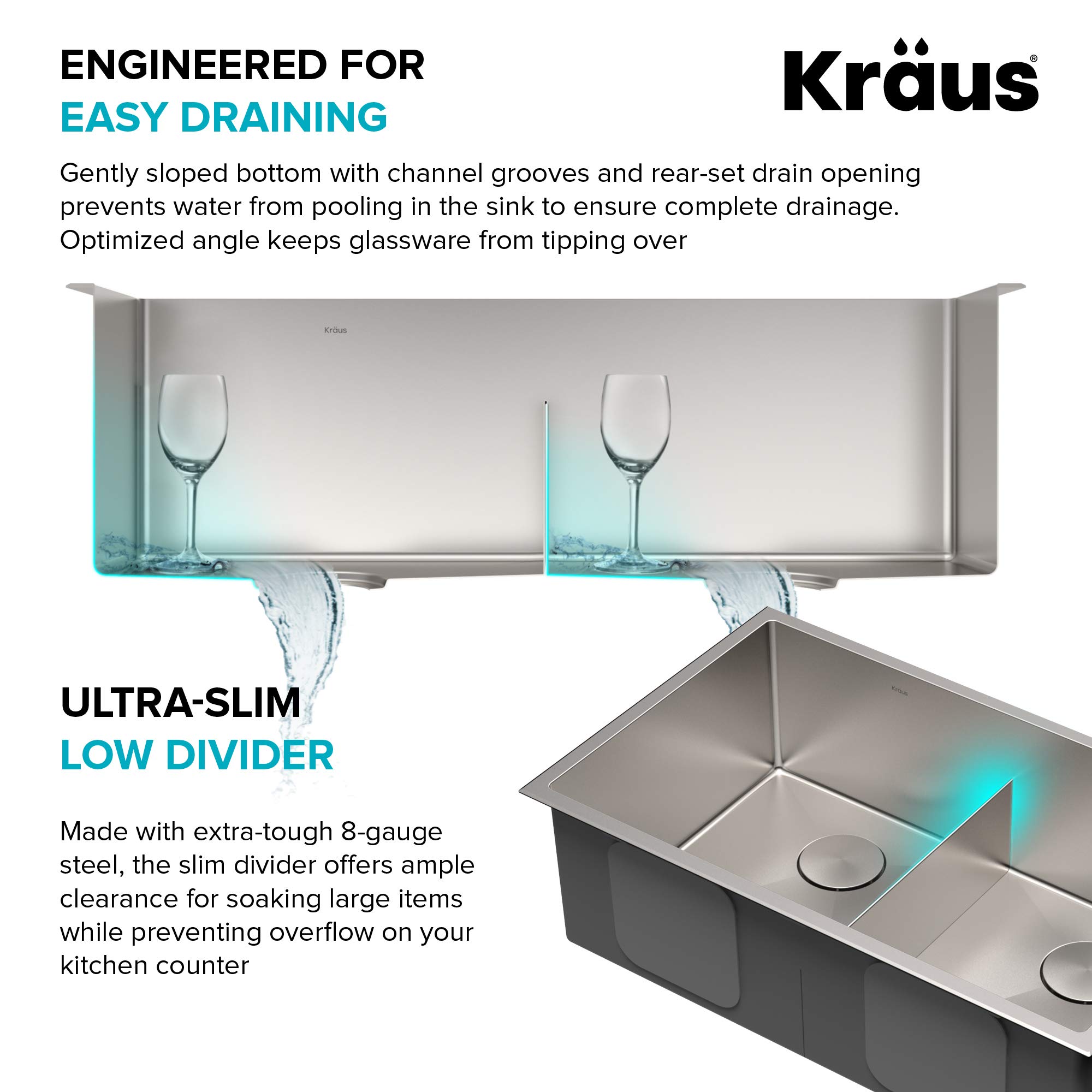 KRAUS Kore™ 33-inch Undermount Double Bowl Stainless Steel Kitchen Sink with Accessories - 16 Gauge, WasteGuard™ Garbage Disposal, KWU112-33-100-75MB - Perfect for Modern Kitchens, Meal Prep & Dishwashing