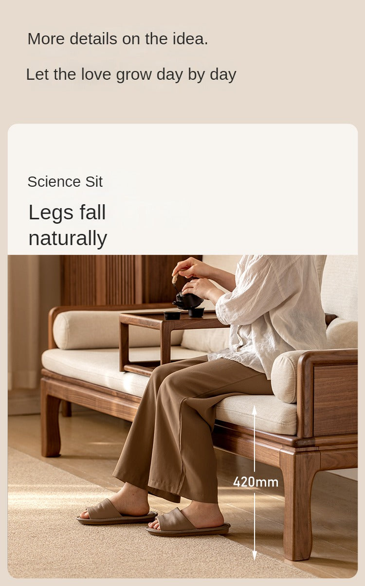 Premium Black Walnut & Oak Solid Wood Convertible Sofa Bed - Modern Dual Use Design for Living Room, Guest Room & Small Spaces
