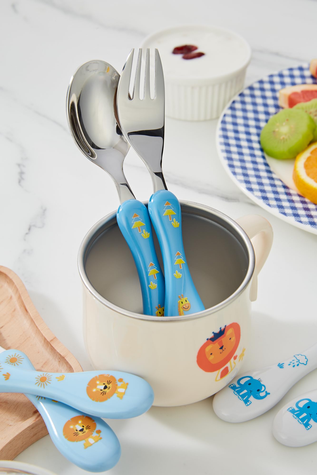 ANNOVA Kids Silverware 6-Piece Set - Stainless Steel Toddler Utensils with 3 Forks & 3 Spoons - BPA-Free, Knife-Free Safe Cutlery for Lunch Boxes & School Meals (Blue) - Perfect for Preschool, Daycare & Family Dining