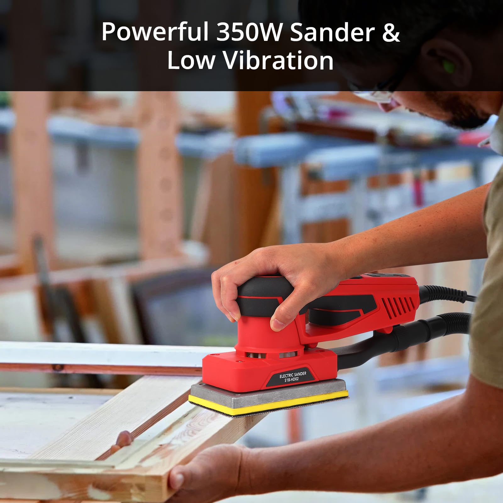 Electric Sheet Sander 260W - Corded Multi-Function Detail Sander with Brushless Motor, 12 Sanding Papers & 10,000 RPM - Perfect for Woodworking, Furniture Refinishing, and DIY Home Projects