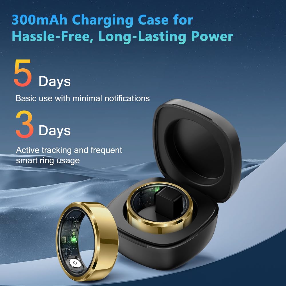 Smart Health & Fitness Tracker Ring for Men & Women - Bluetooth Activity Monitor with Step Counter, Calorie & Distance Tracking - Waterproof Sleep Monitor - Compatible with Android & iOS - Perfect for Workouts, Running & Daily Health Tracking