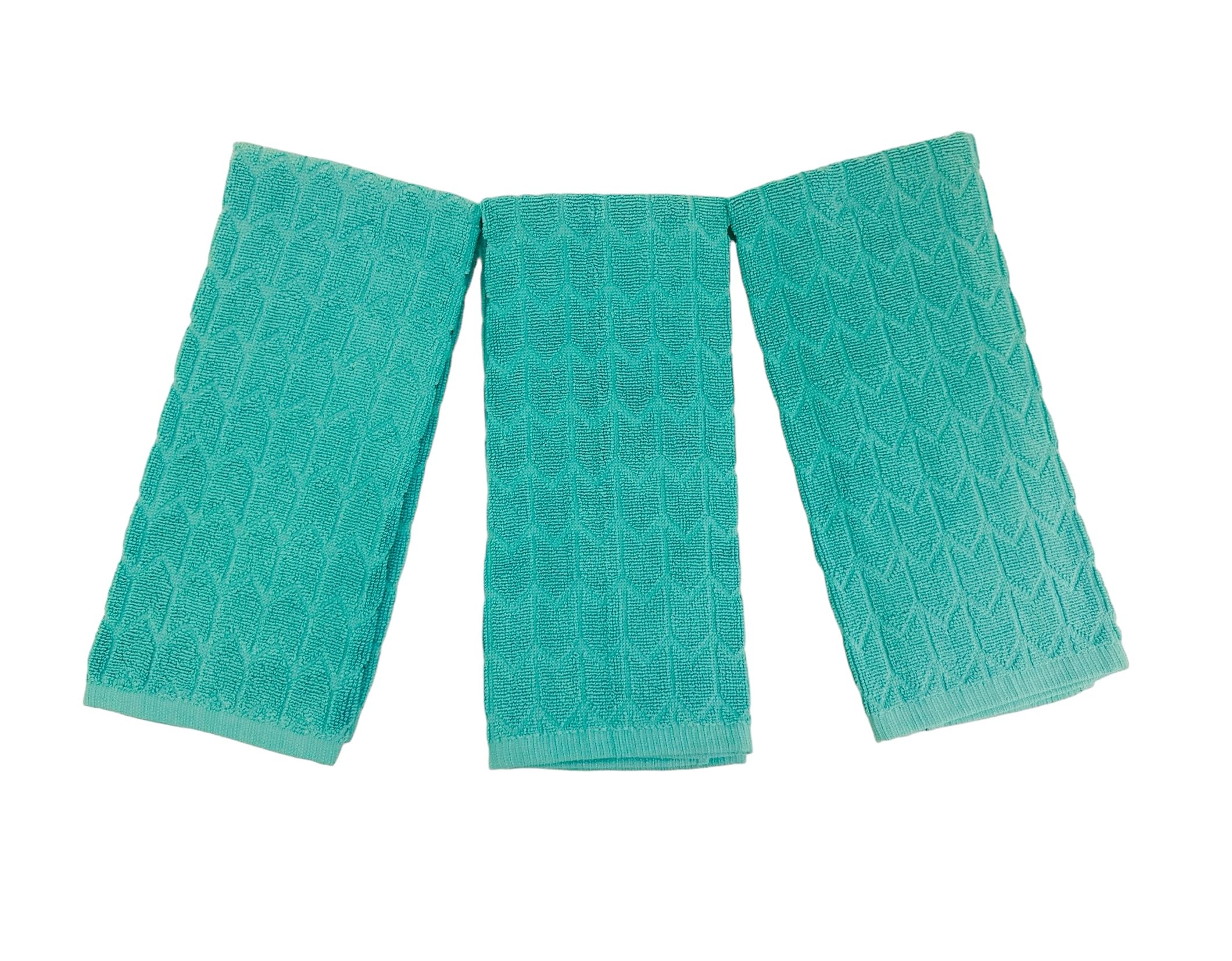 100% Cotton Soft Absorbent Terry Cloth Kitchen Hand Towels - Set of 3 (Aqua/Arrows) | Premium Dish Drying & Cleaning Towels for Kitchen, Bathroom & Household Use