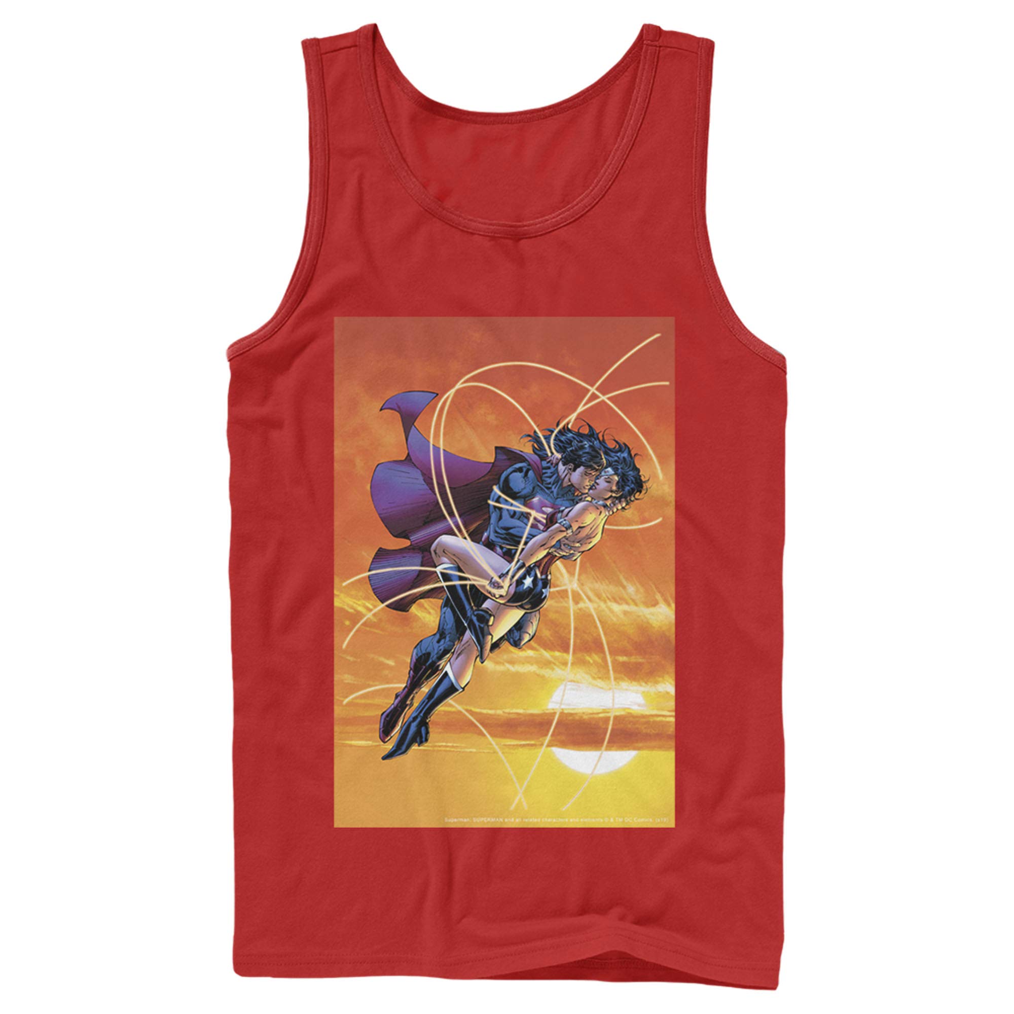 Superman Wonder Woman Kiss Graphic Men's Tank Top - Casual Superhero Tee for Comic Fans, Cosplay & Summer Outfits