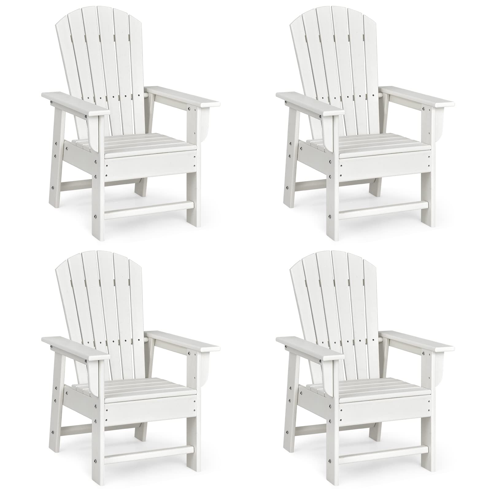 Giantex Kids Adirondack Chair - HDPE Patio Lawn Chair with Ergonomic Backrest, Weather-Resistant Outdoor Toddler Chair for Deck, Porch, Backyard & Poolside - Perfect for Relaxing, Sunbathing and Outdoor Play (White, Size 4)