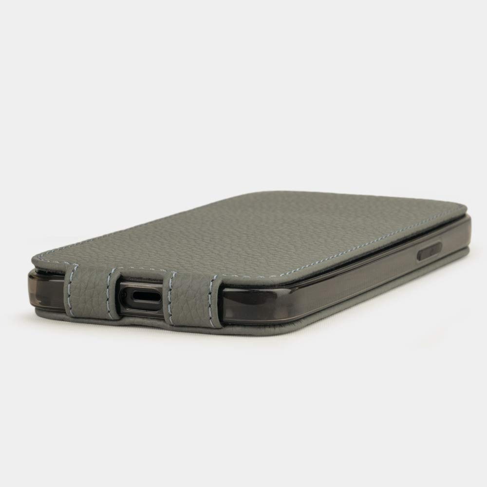 Premium French Leather Portfolio Case for iPhone 12 Pro Max - Patented Design - Luxury Grey Phone Wallet - Perfect for Business Professionals & Travel