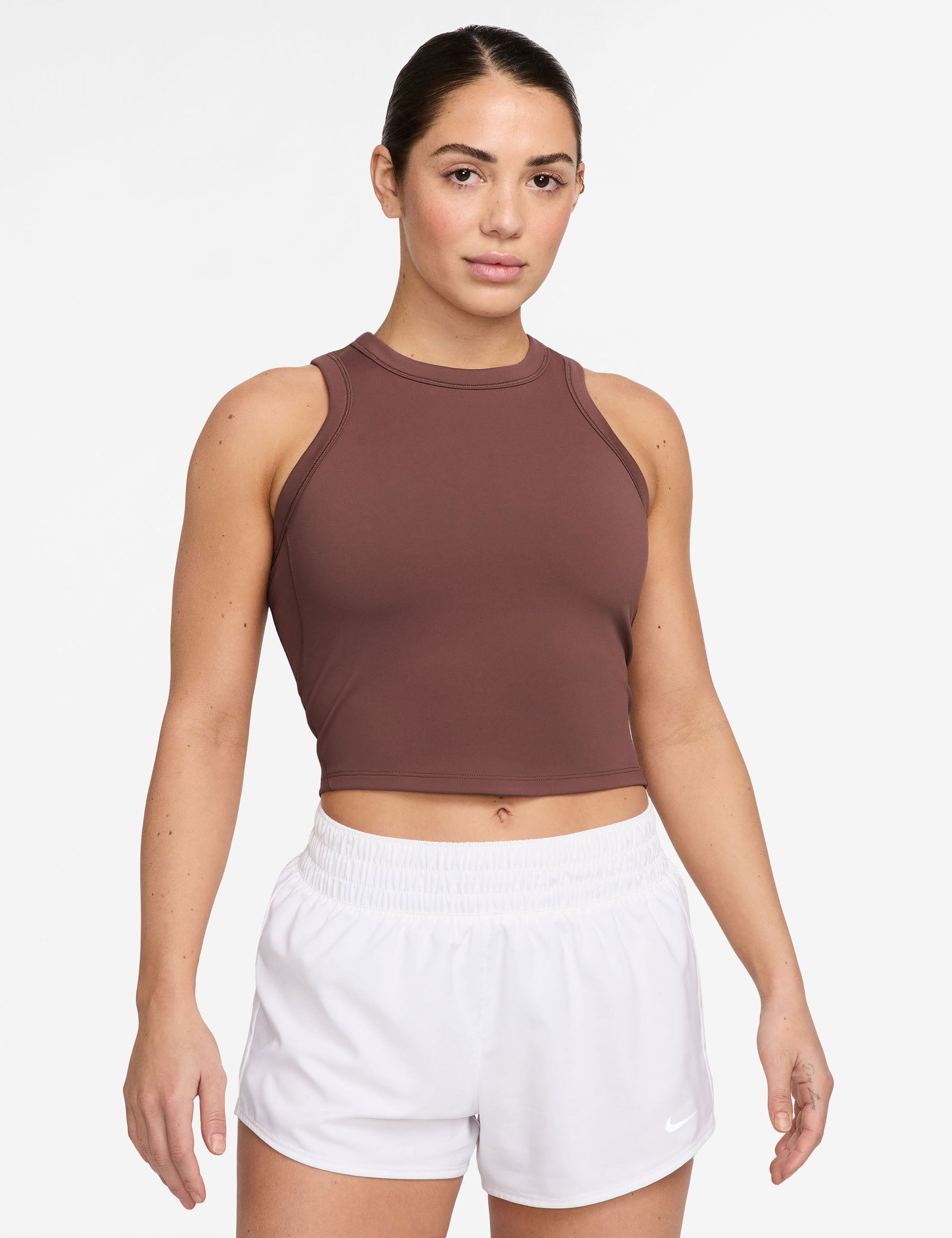 Dri-FIT Cropped Tank Top for Women - Breathable, Moisture-Wicking Workout Shirt in Red Sepia/Black | Perfect for Yoga, Running & Gym Fitness